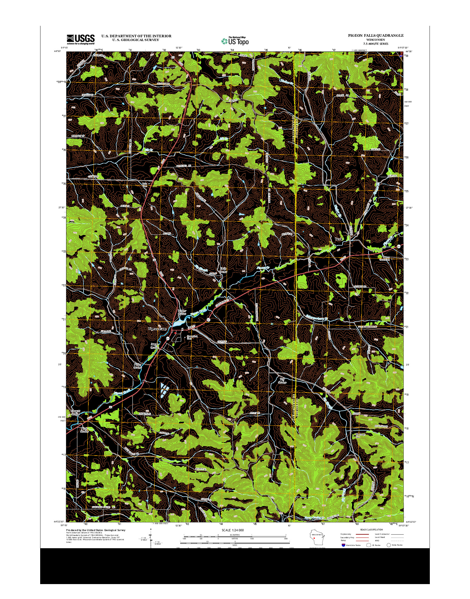 USGS US TOPO 7.5-MINUTE MAP FOR PIGEON FALLS, WI 2013