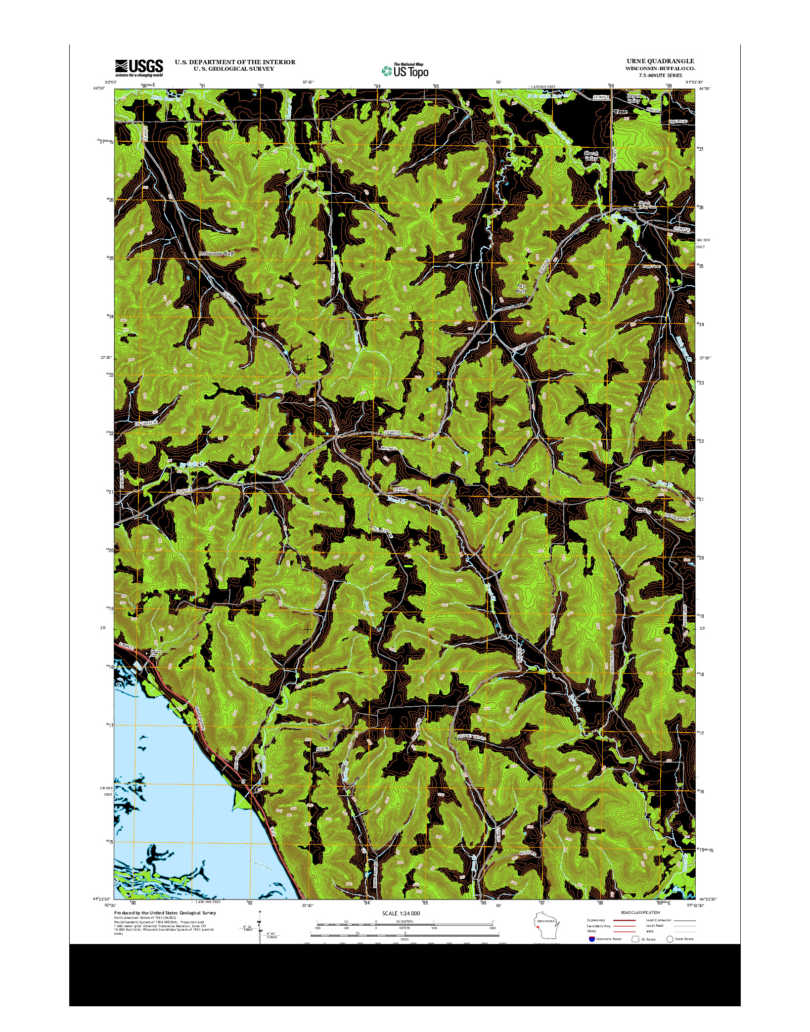 USGS US TOPO 7.5-MINUTE MAP FOR URNE, WI 2013