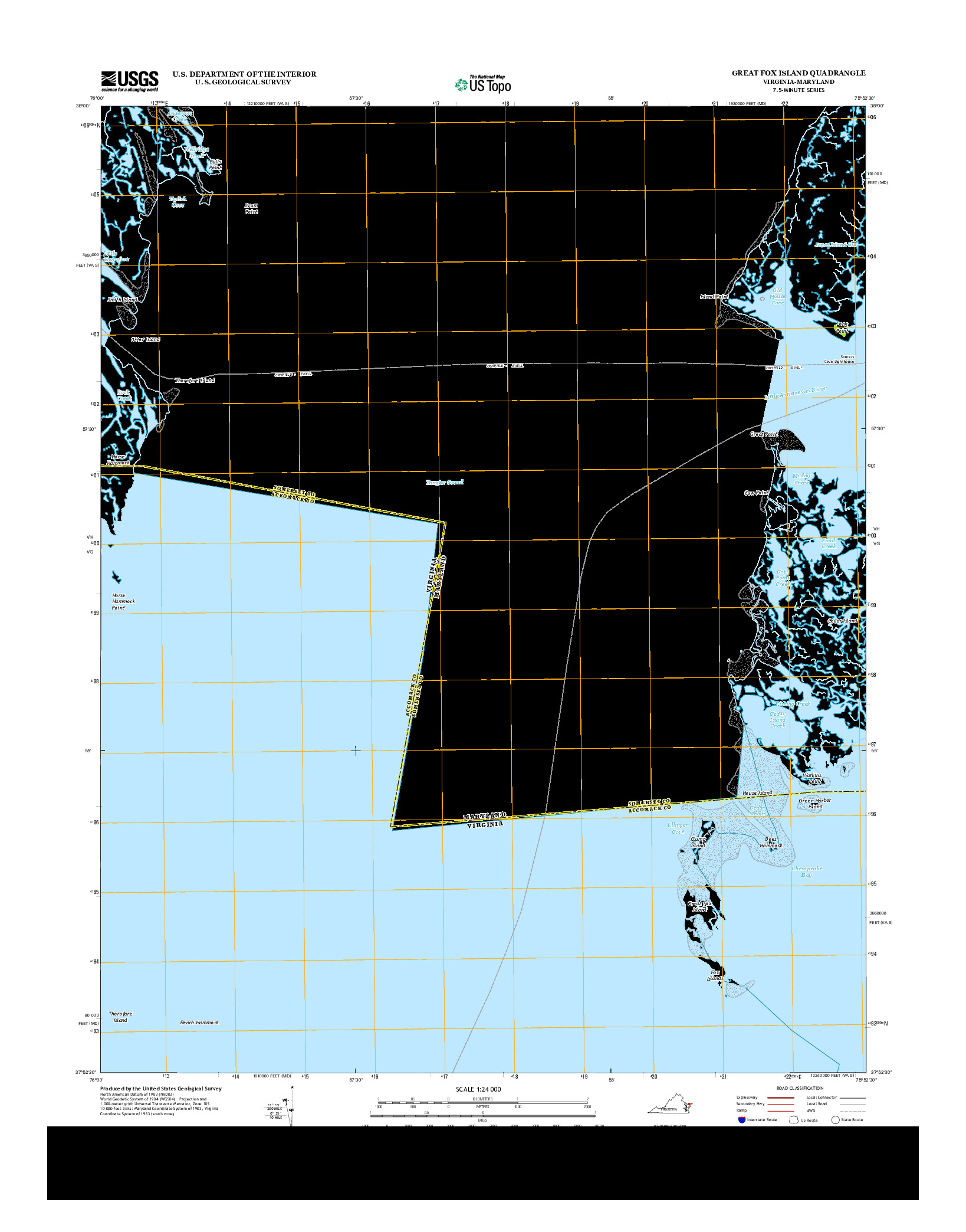 USGS US TOPO 7.5-MINUTE MAP FOR GREAT FOX ISLAND, VA-MD 2013