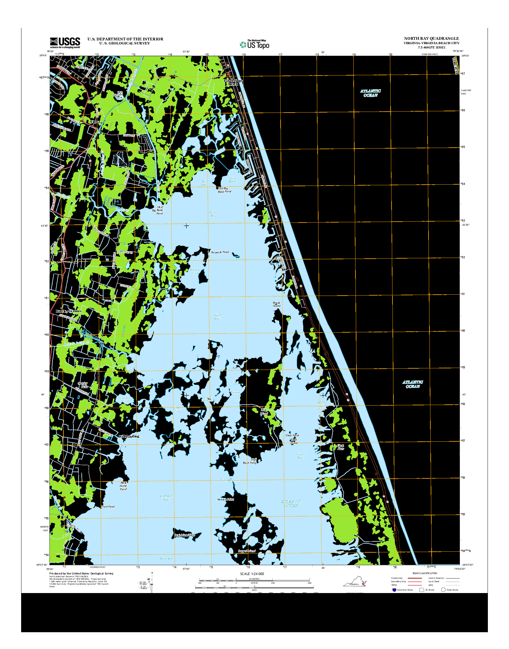 USGS US TOPO 7.5-MINUTE MAP FOR NORTH BAY, VA 2013