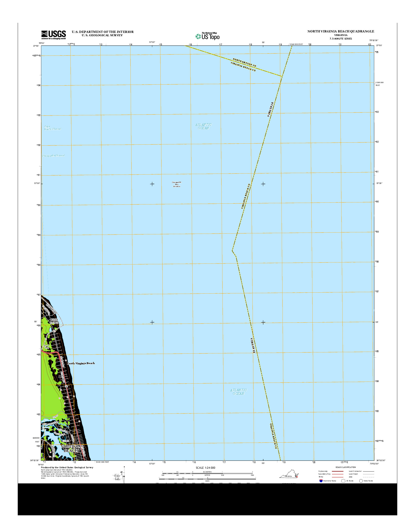 USGS US TOPO 7.5-MINUTE MAP FOR NORTH VIRGINIA BEACH, VA 2013