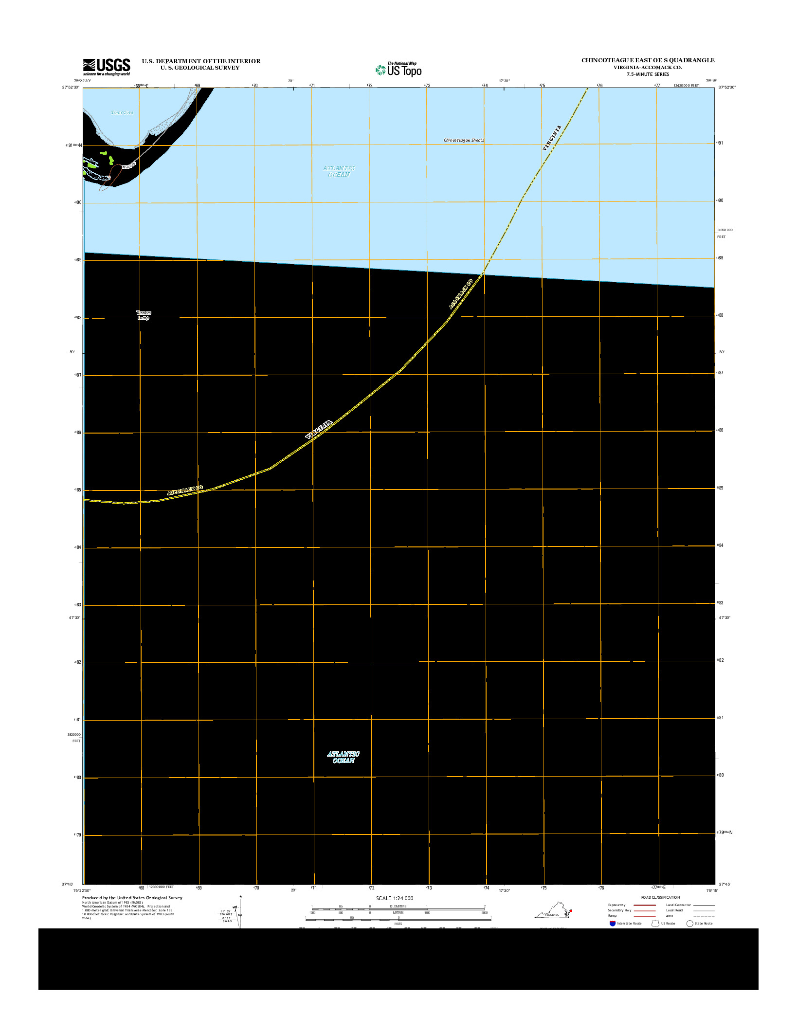 USGS US TOPO 7.5-MINUTE MAP FOR CHINCOTEAGUE EAST OE S, VA 2013