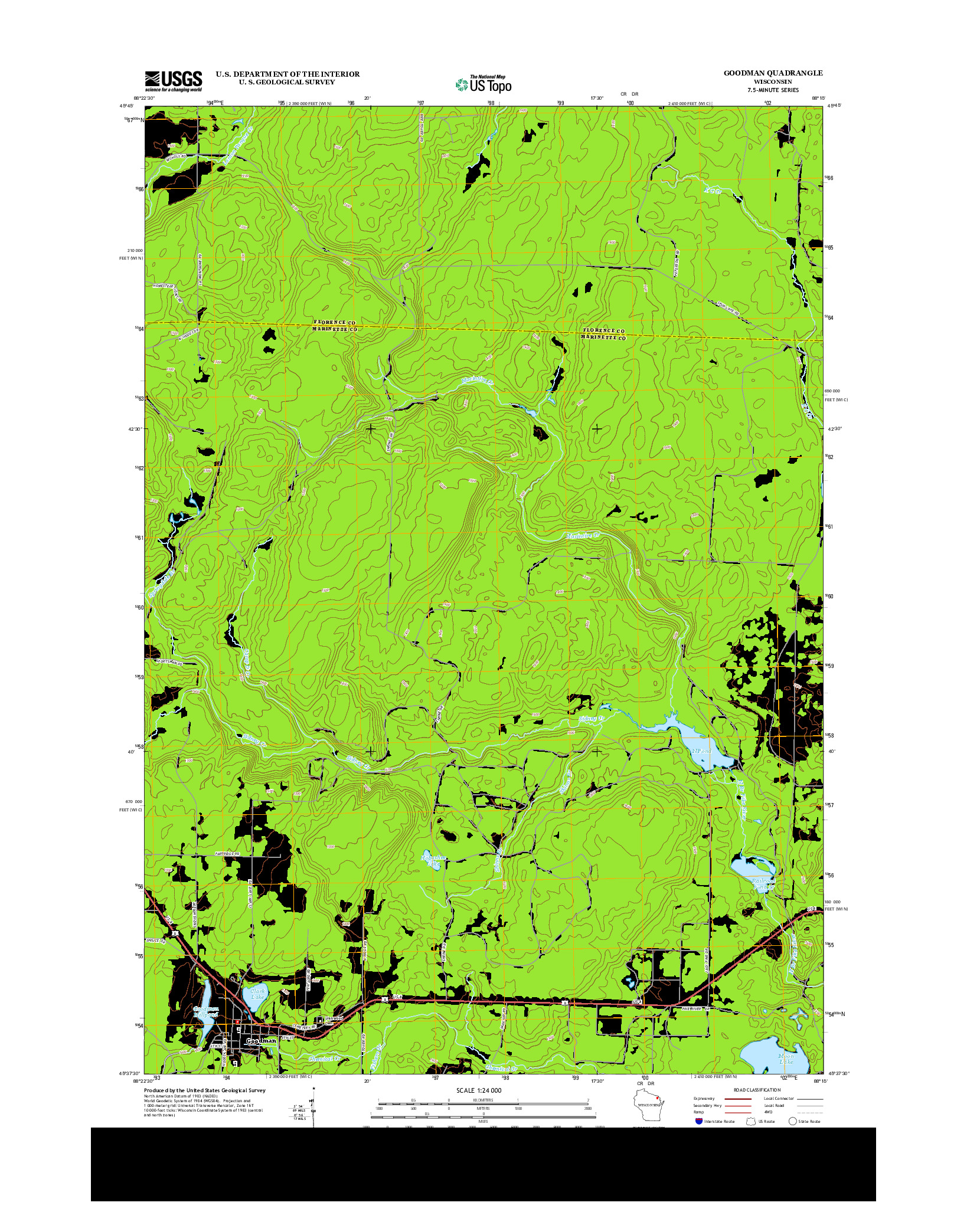 USGS US TOPO 7.5-MINUTE MAP FOR GOODMAN, WI 2013