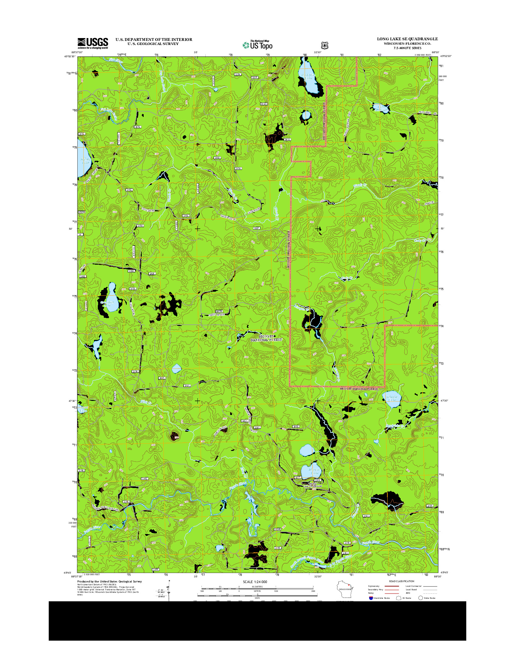 USGS US TOPO 7.5-MINUTE MAP FOR LONG LAKE SE, WI 2013