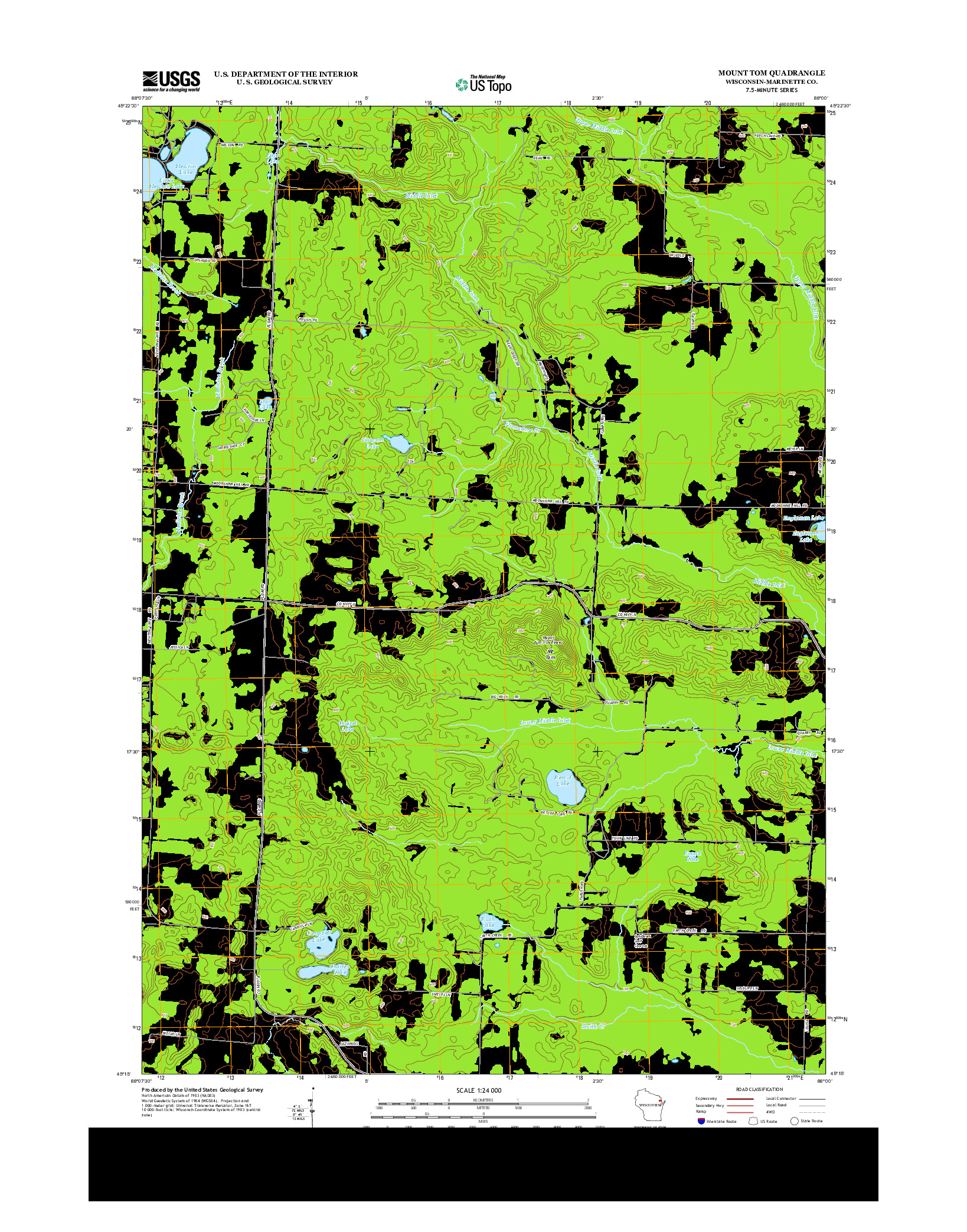 USGS US TOPO 7.5-MINUTE MAP FOR MOUNT TOM, WI 2013
