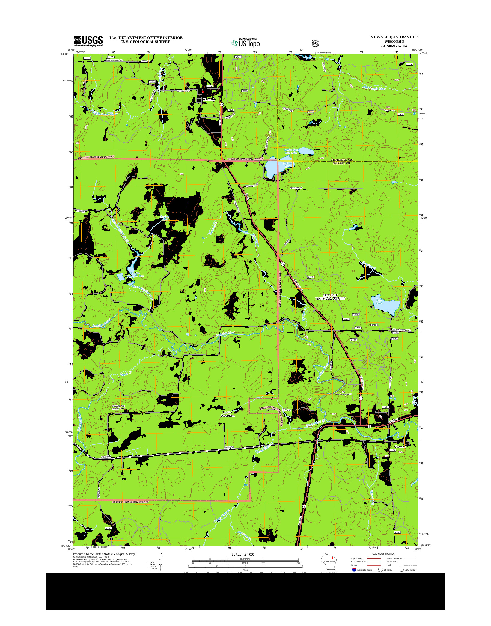USGS US TOPO 7.5-MINUTE MAP FOR NEWALD, WI 2013