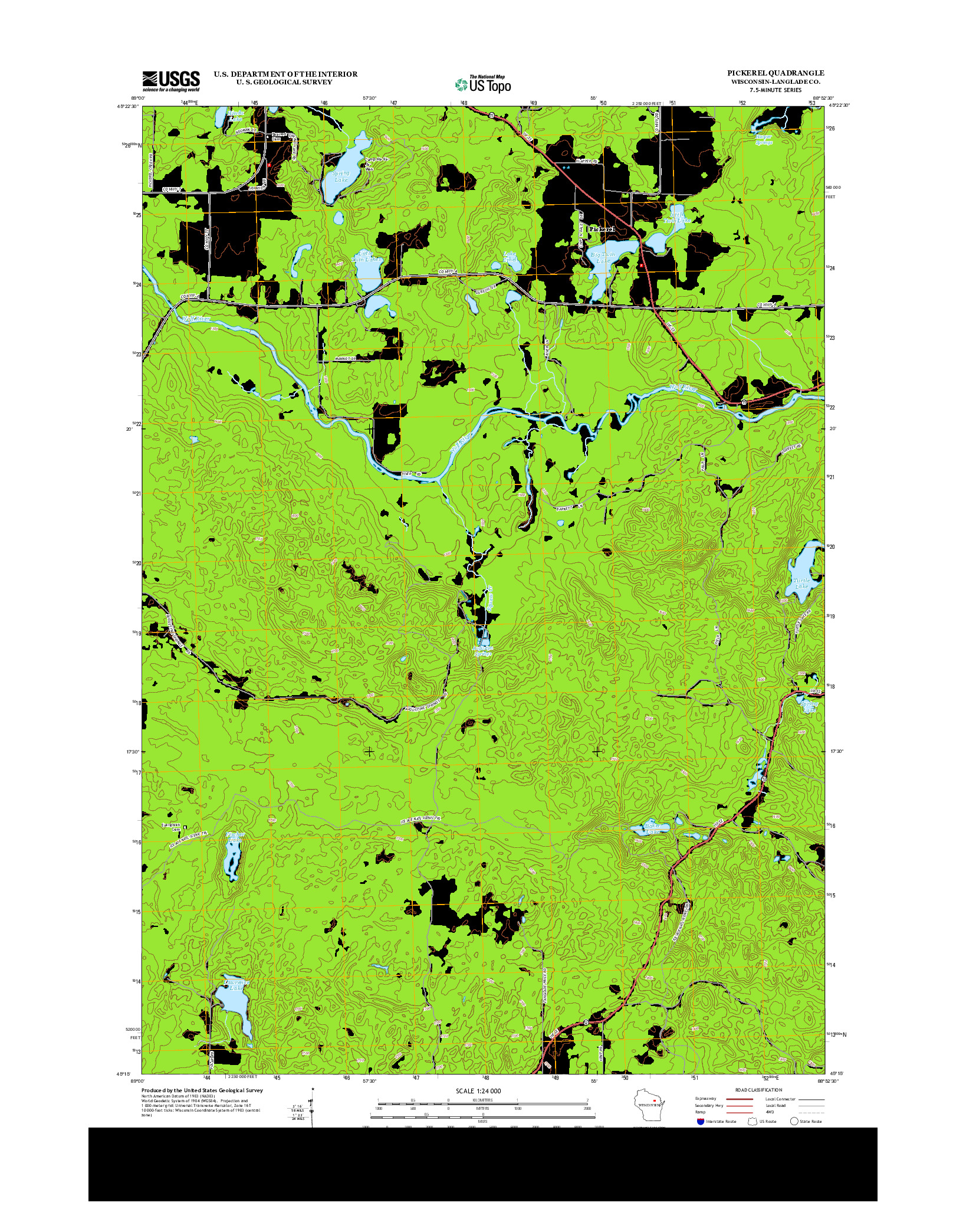 USGS US TOPO 7.5-MINUTE MAP FOR PICKEREL, WI 2013
