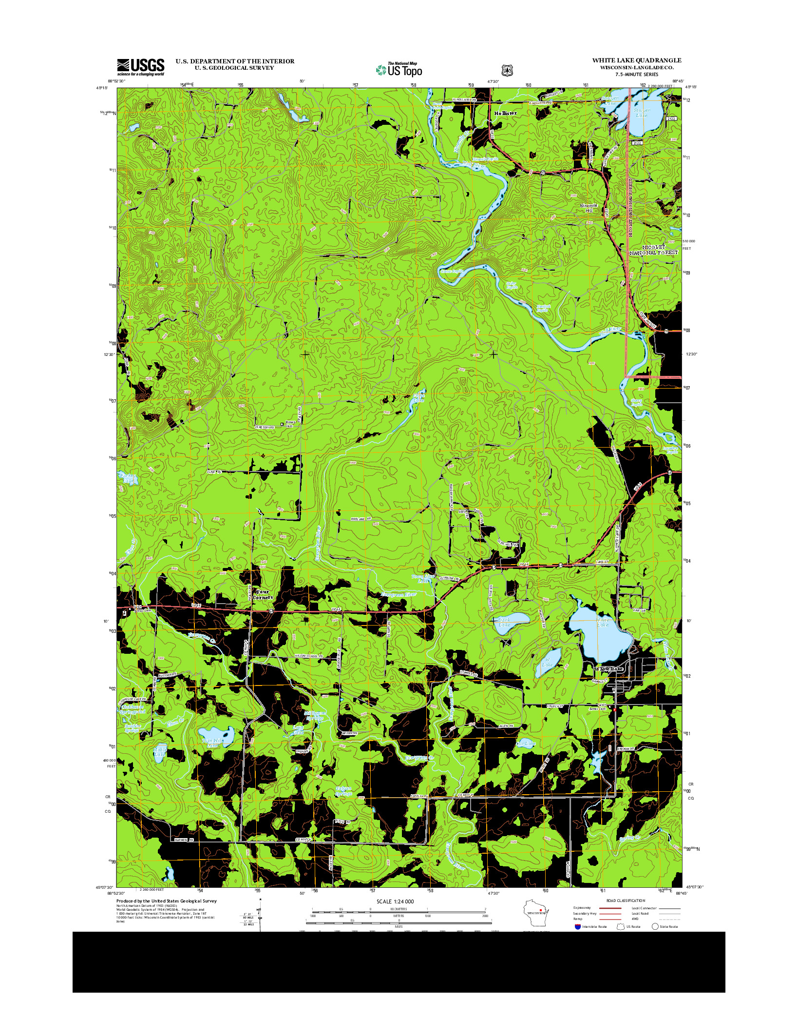 USGS US TOPO 7.5-MINUTE MAP FOR WHITE LAKE, WI 2013
