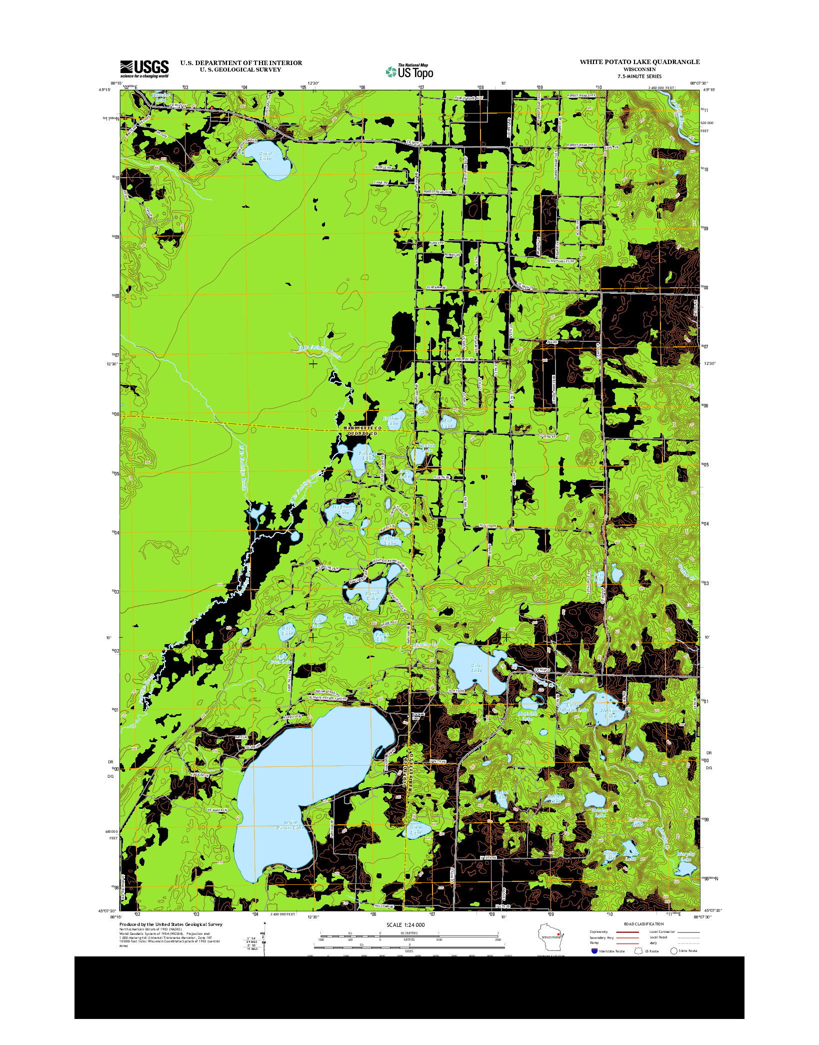 USGS US TOPO 7.5-MINUTE MAP FOR WHITE POTATO LAKE, WI 2013