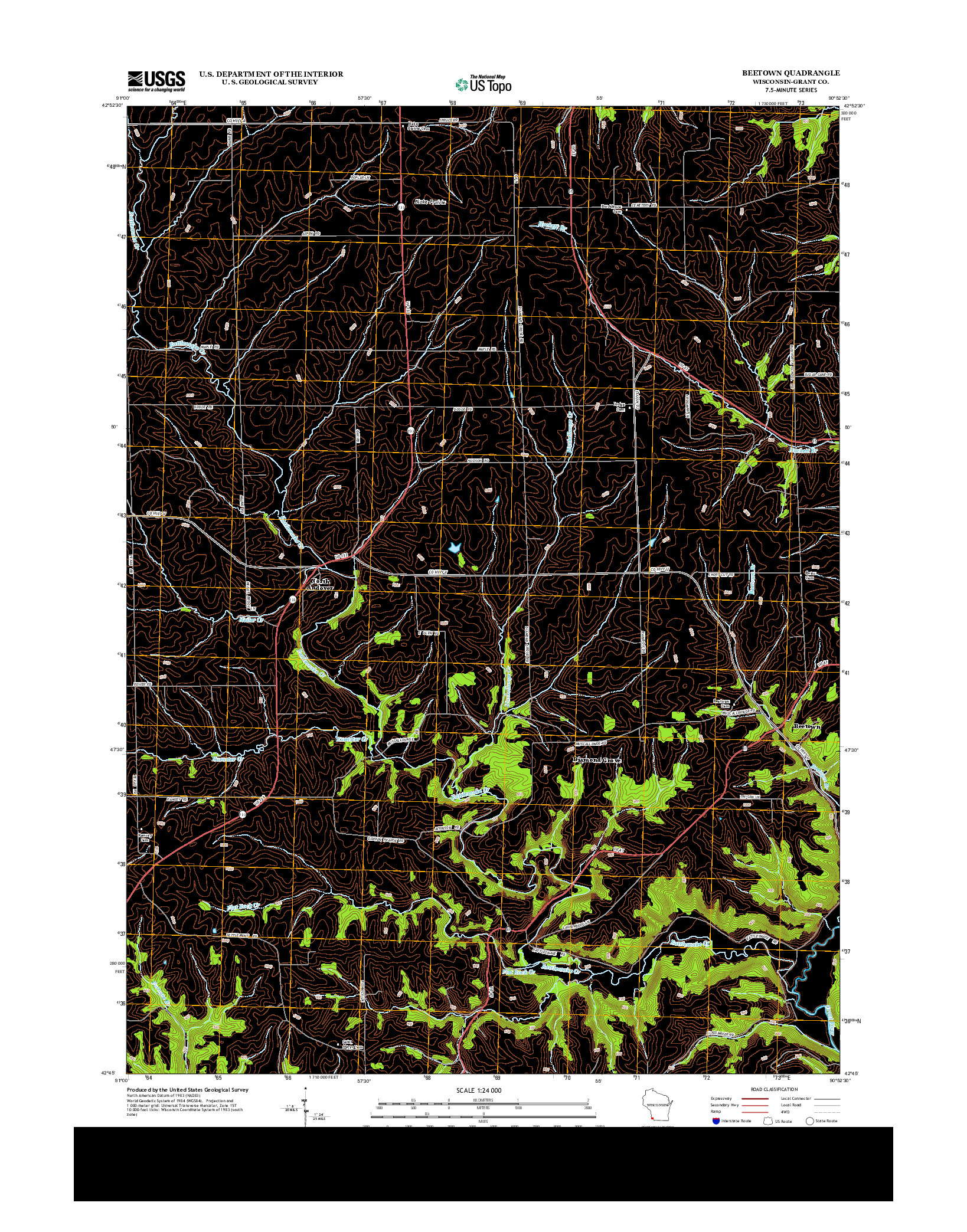 USGS US TOPO 7.5-MINUTE MAP FOR BEETOWN, WI 2013