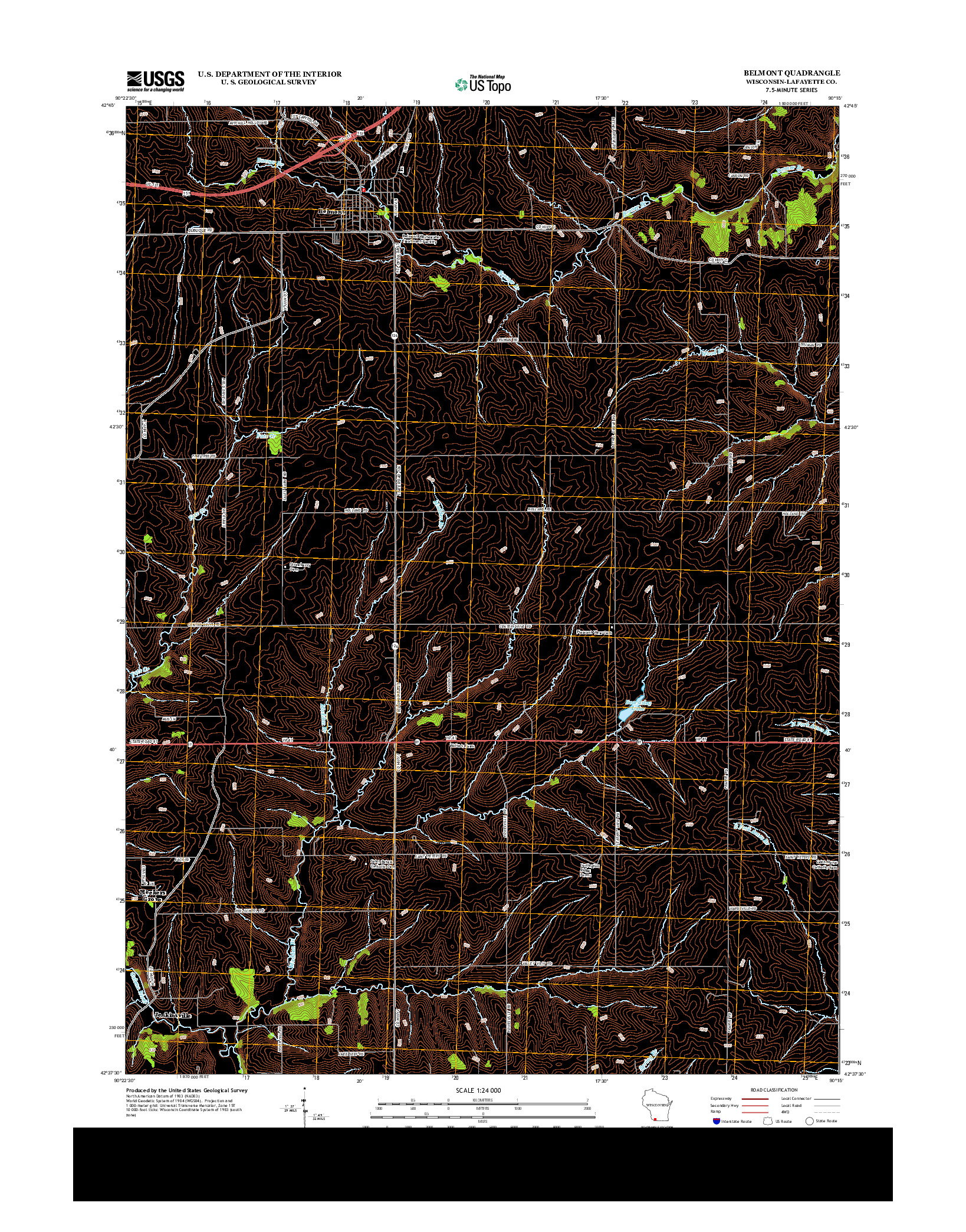 USGS US TOPO 7.5-MINUTE MAP FOR BELMONT, WI 2013