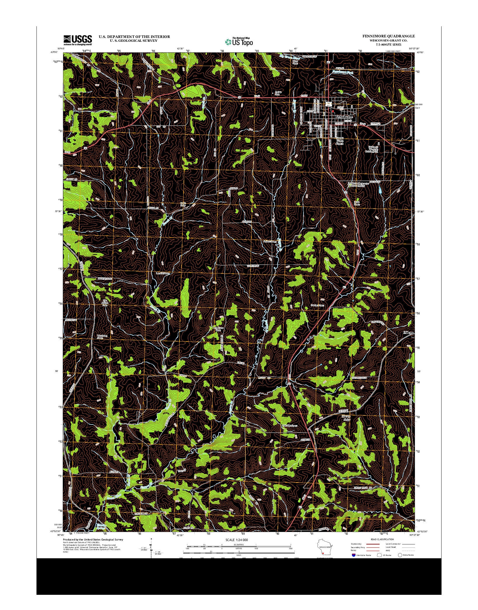 USGS US TOPO 7.5-MINUTE MAP FOR FENNIMORE, WI 2013