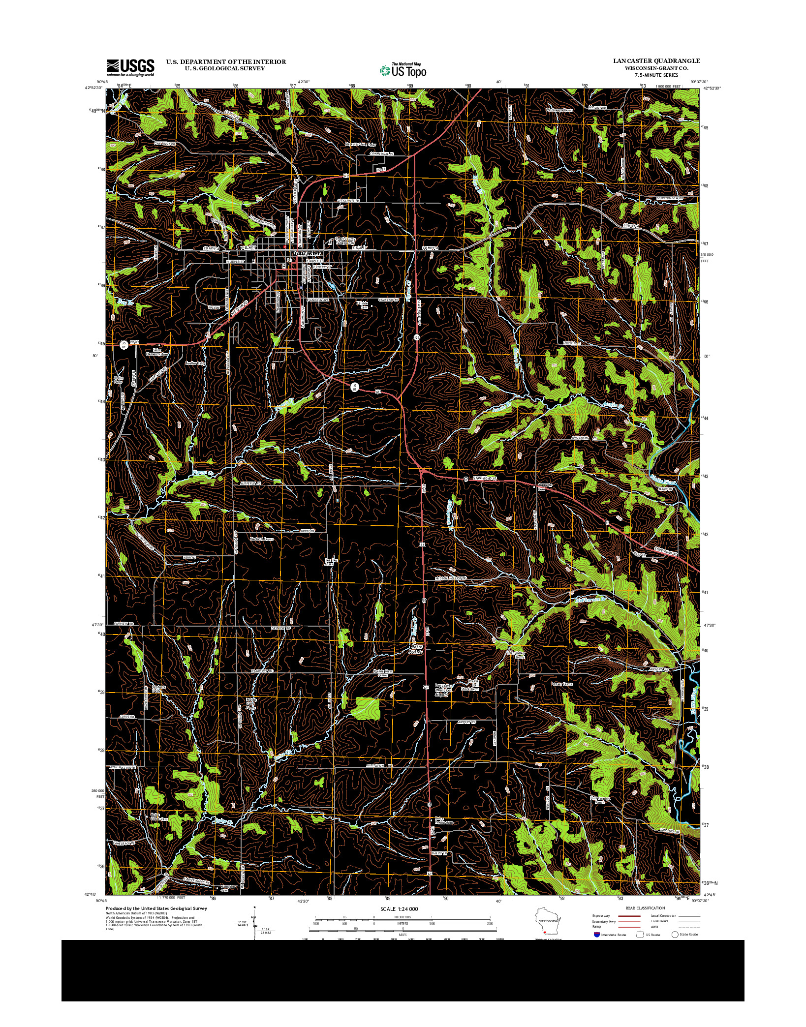 USGS US TOPO 7.5-MINUTE MAP FOR LANCASTER, WI 2013