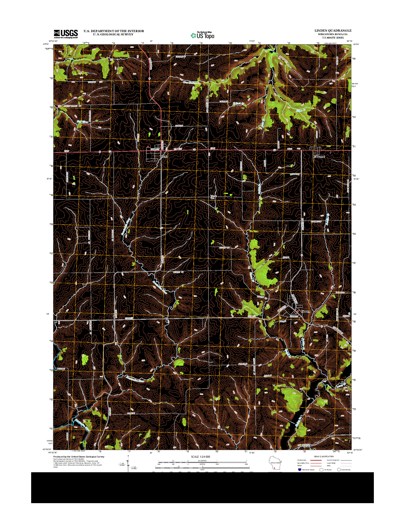 USGS US TOPO 7.5-MINUTE MAP FOR LINDEN, WI 2013