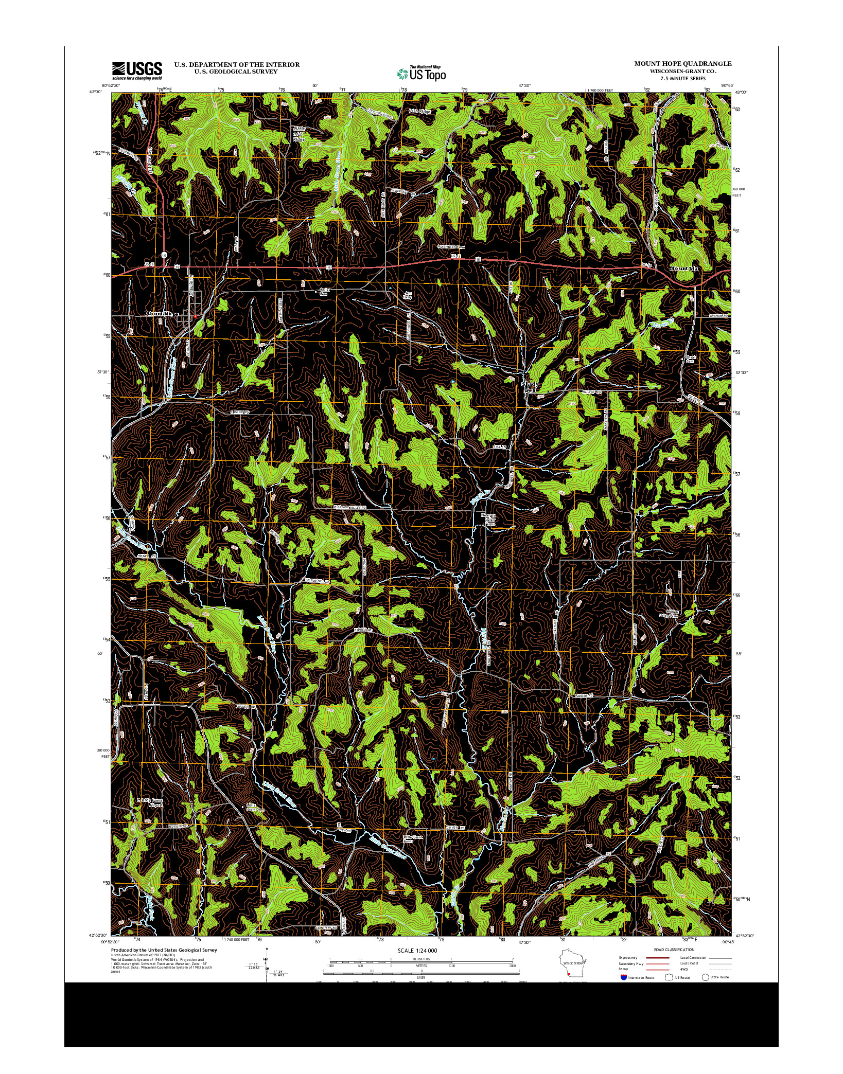 USGS US TOPO 7.5-MINUTE MAP FOR MOUNT HOPE, WI 2013