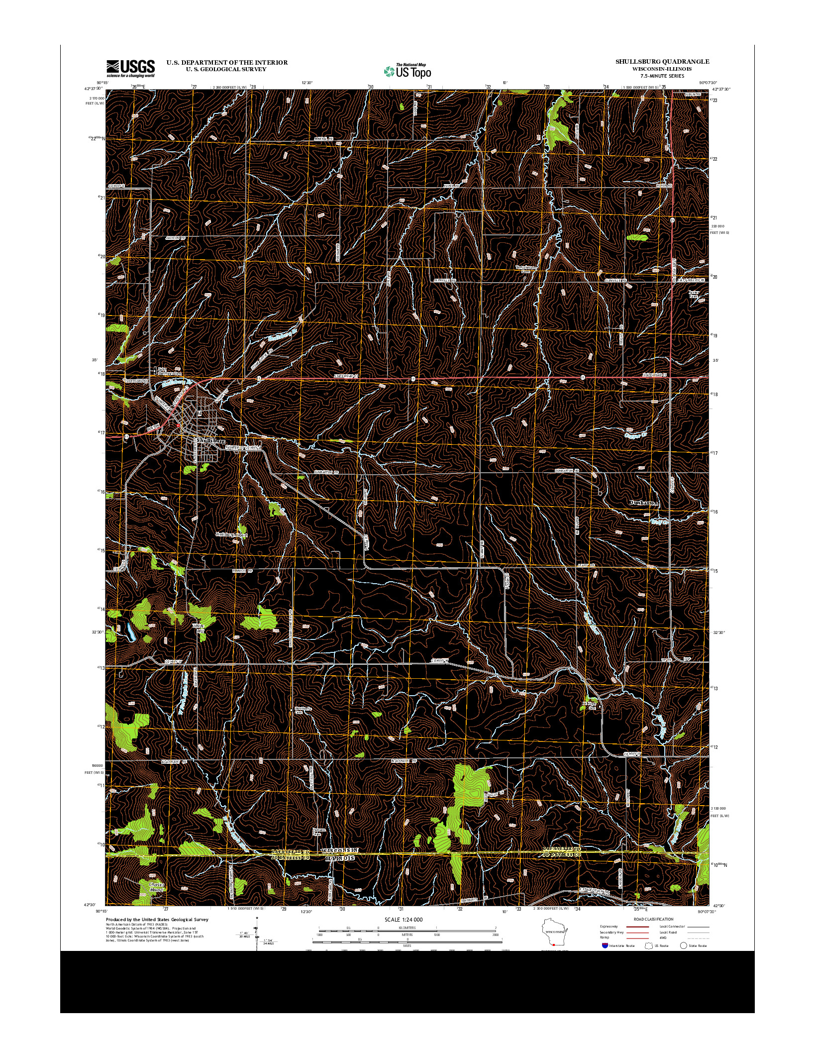 USGS US TOPO 7.5-MINUTE MAP FOR SHULLSBURG, WI-IL 2013