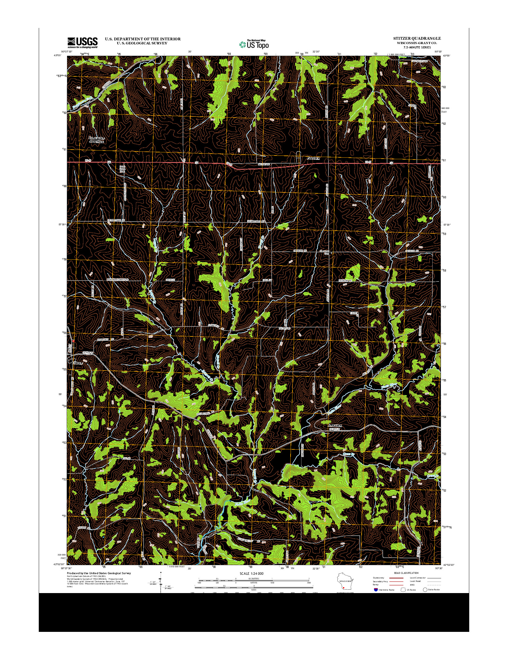 USGS US TOPO 7.5-MINUTE MAP FOR STITZER, WI 2013
