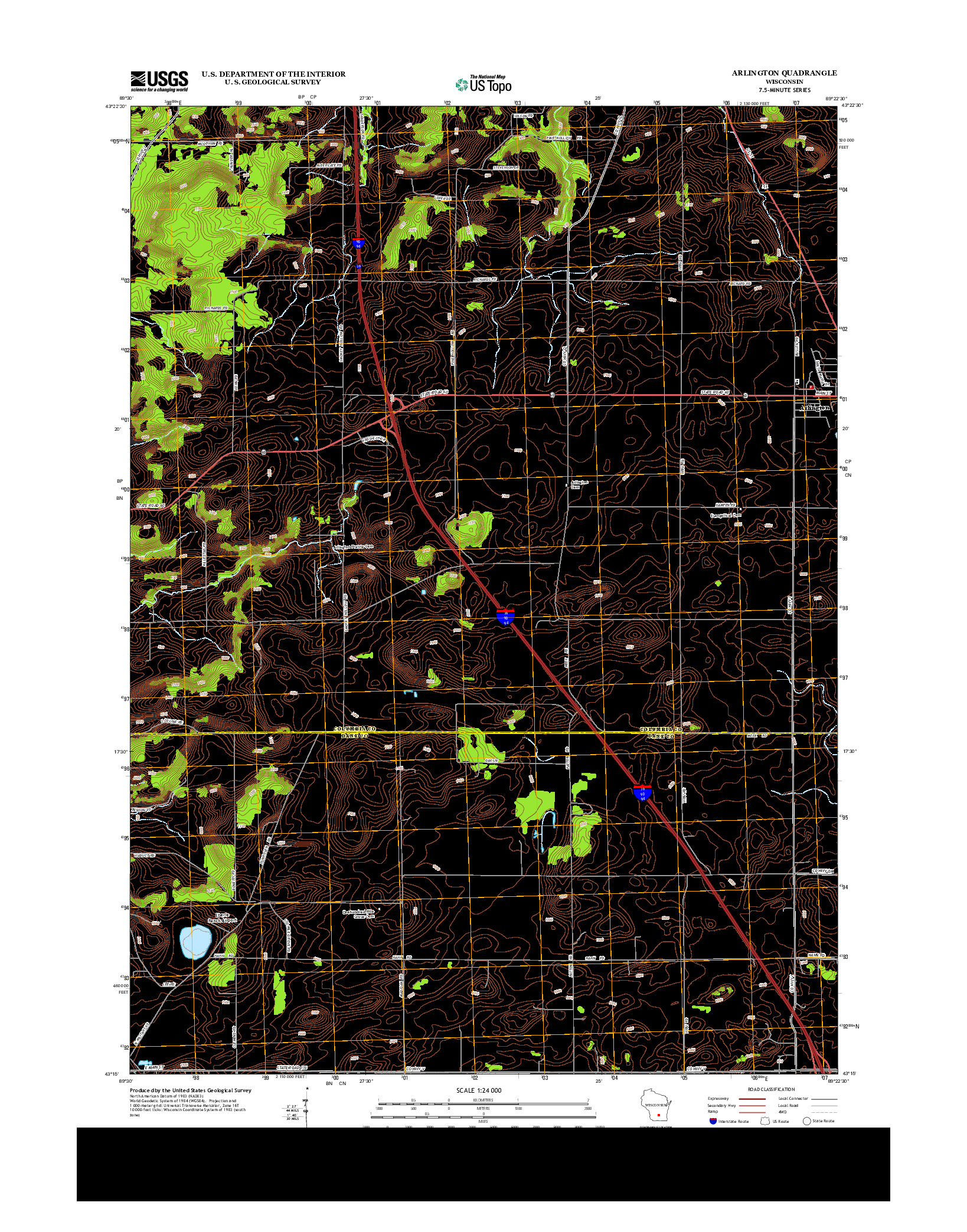 USGS US TOPO 7.5-MINUTE MAP FOR ARLINGTON, WI 2013