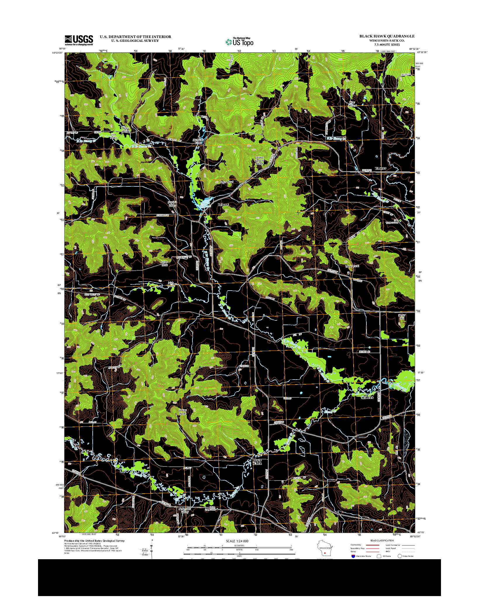 USGS US TOPO 7.5-MINUTE MAP FOR BLACK HAWK, WI 2013