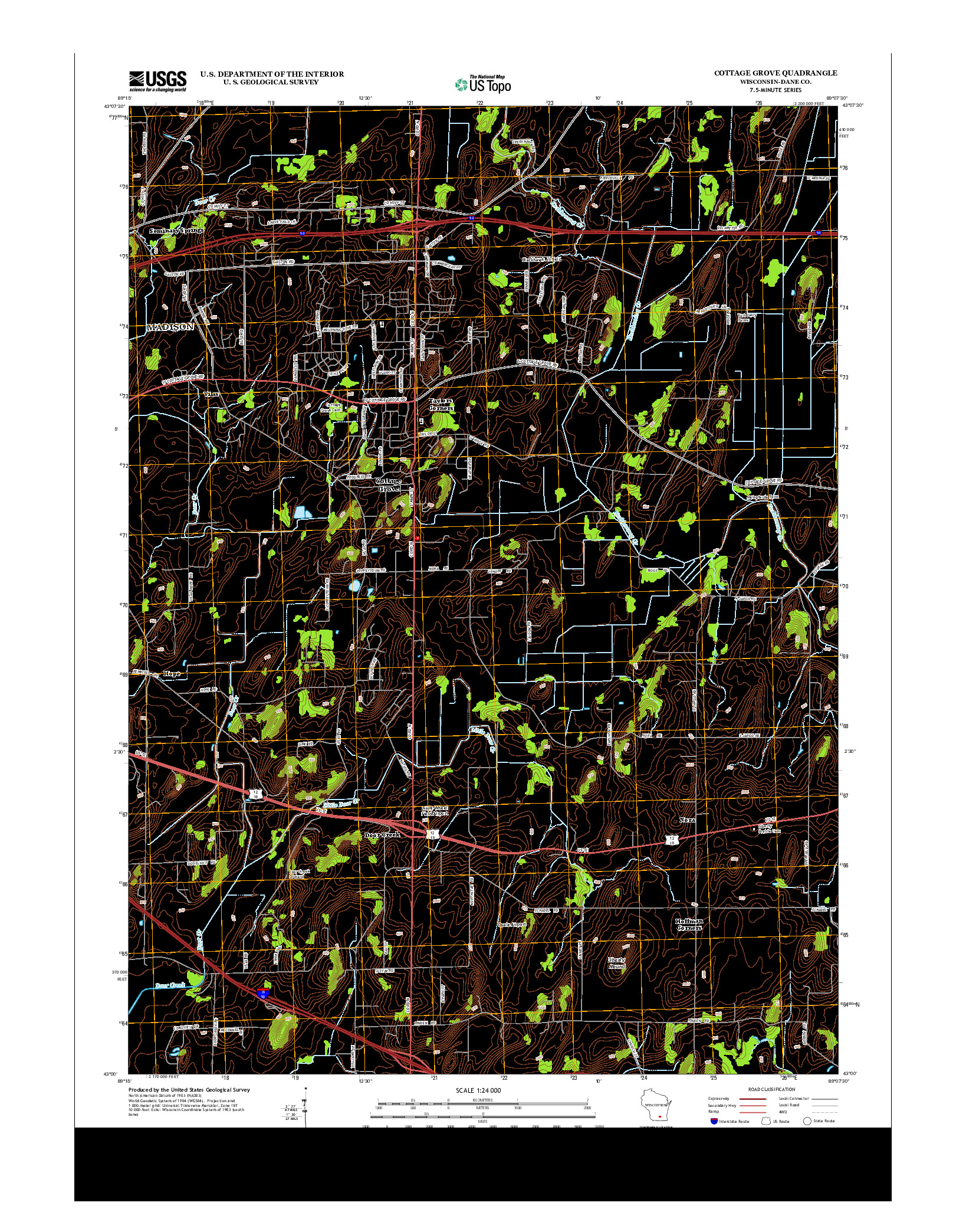 USGS US TOPO 7.5-MINUTE MAP FOR COTTAGE GROVE, WI 2013