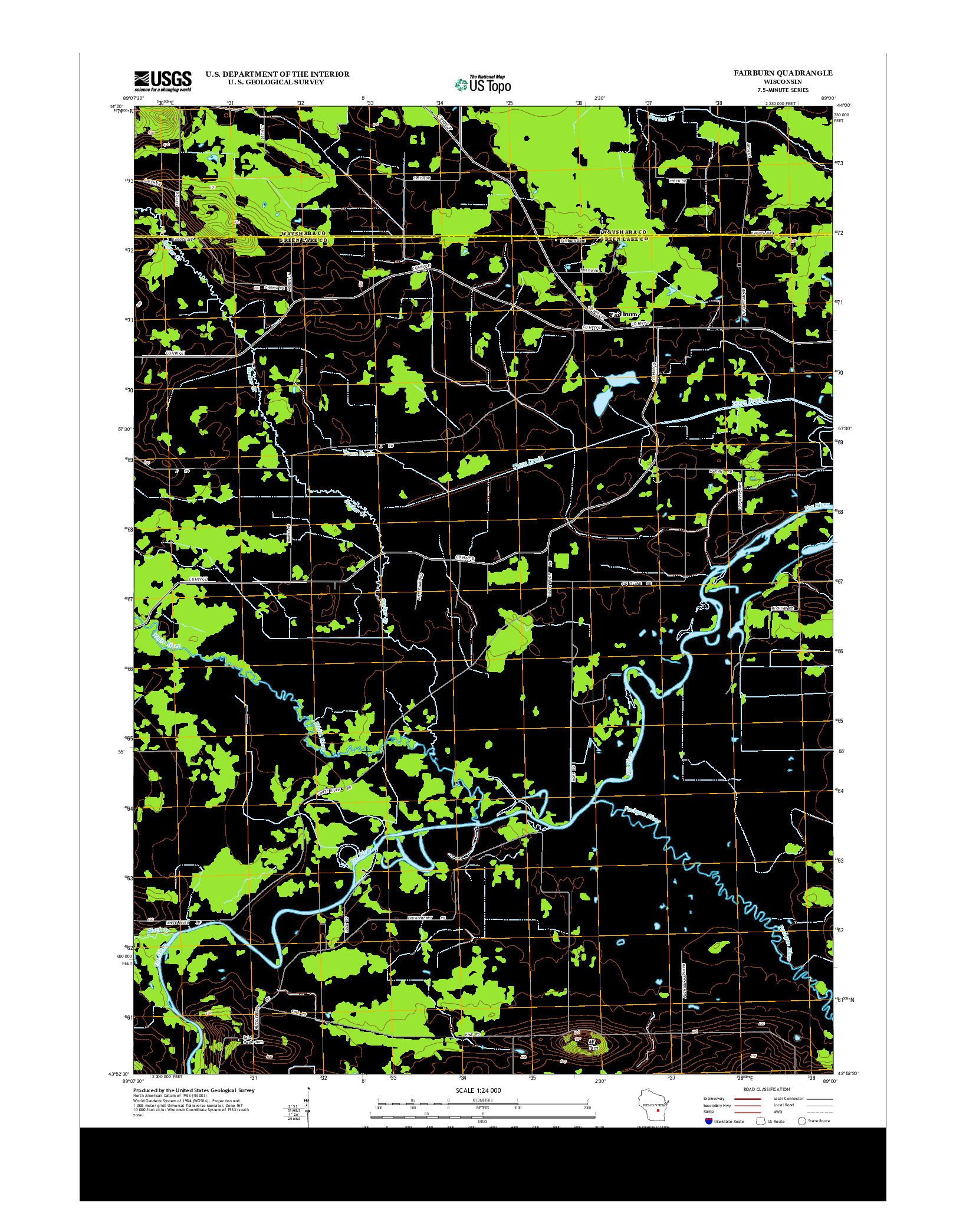 USGS US TOPO 7.5-MINUTE MAP FOR FAIRBURN, WI 2013