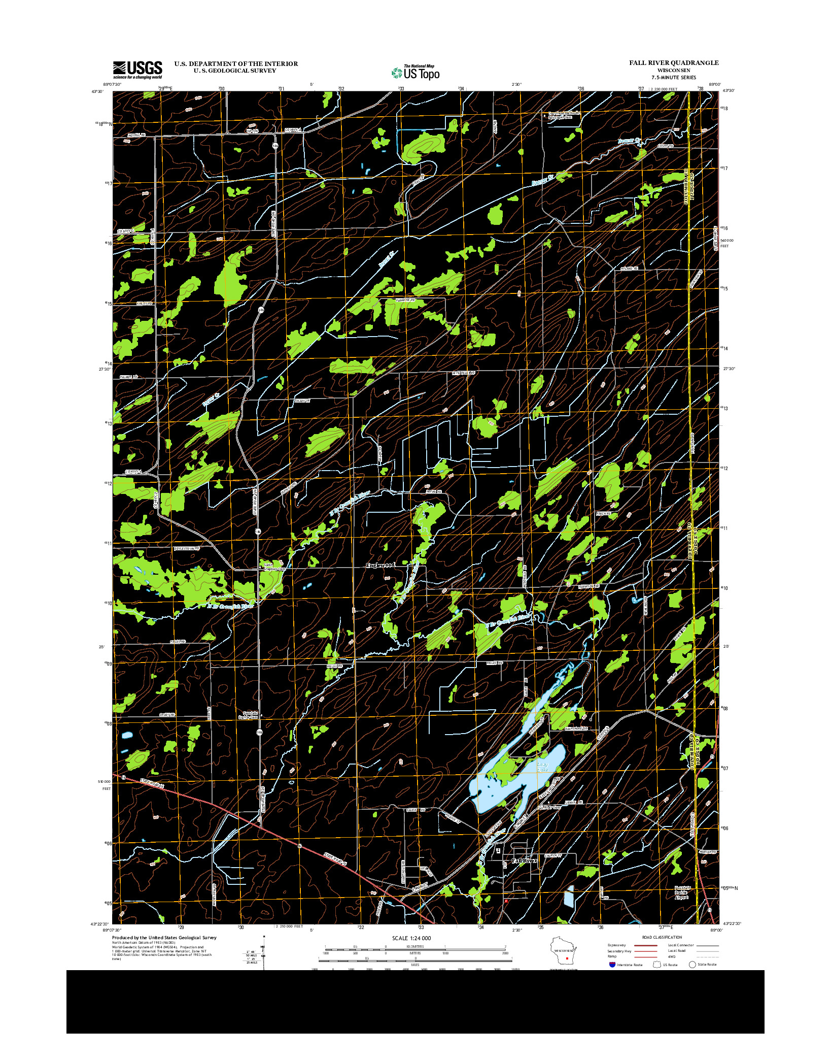 USGS US TOPO 7.5-MINUTE MAP FOR FALL RIVER, WI 2013