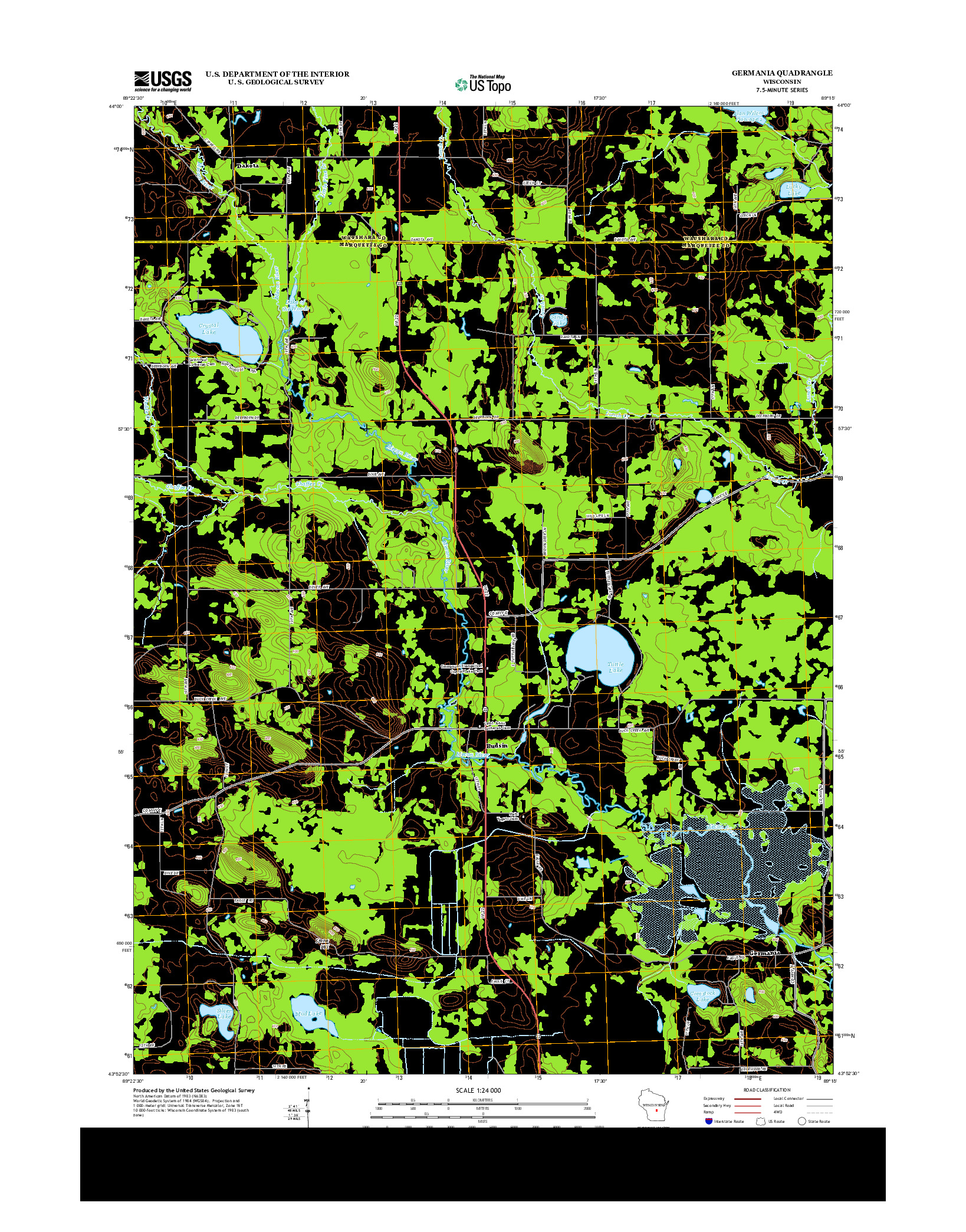 USGS US TOPO 7.5-MINUTE MAP FOR GERMANIA, WI 2013