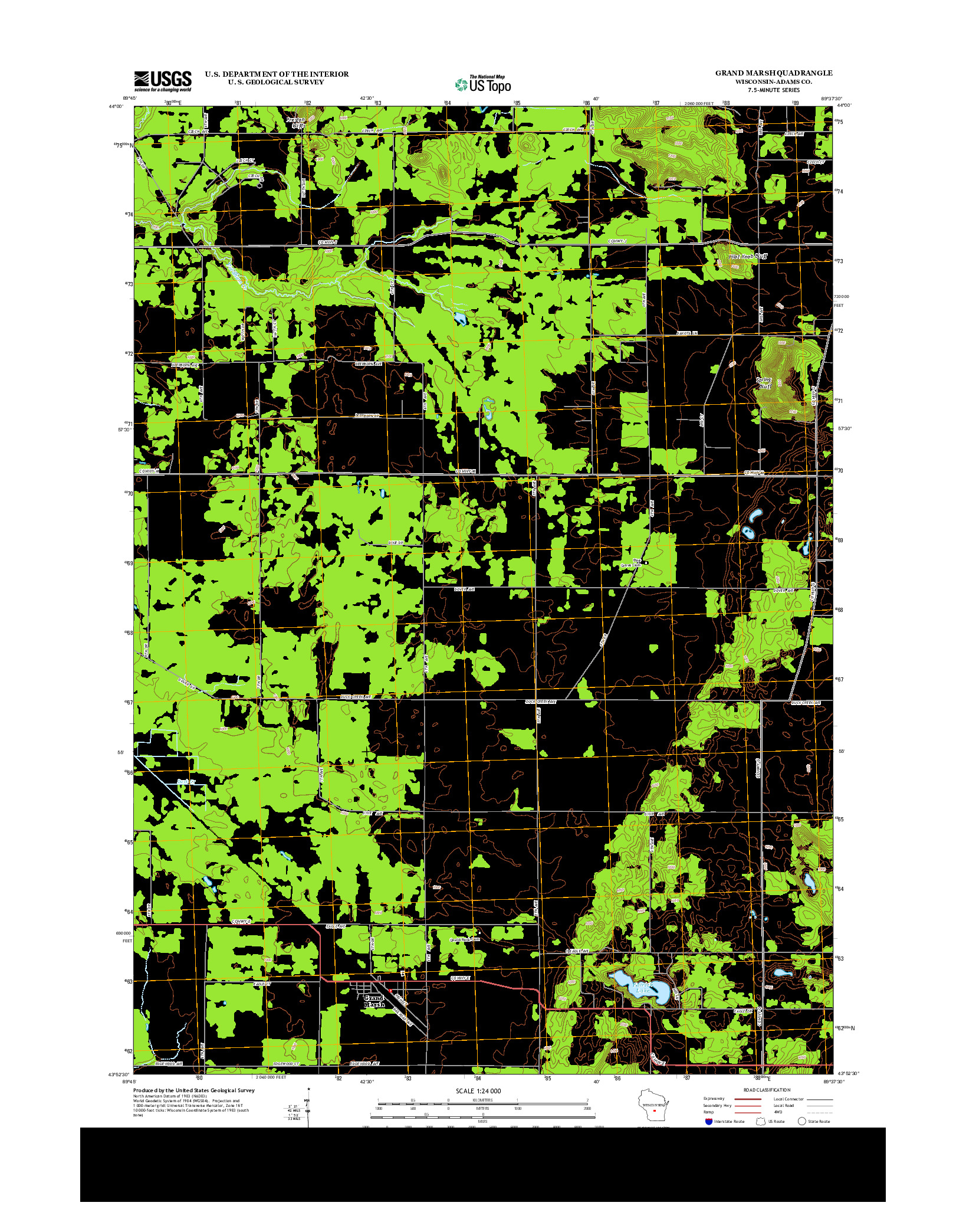 USGS US TOPO 7.5-MINUTE MAP FOR GRAND MARSH, WI 2013