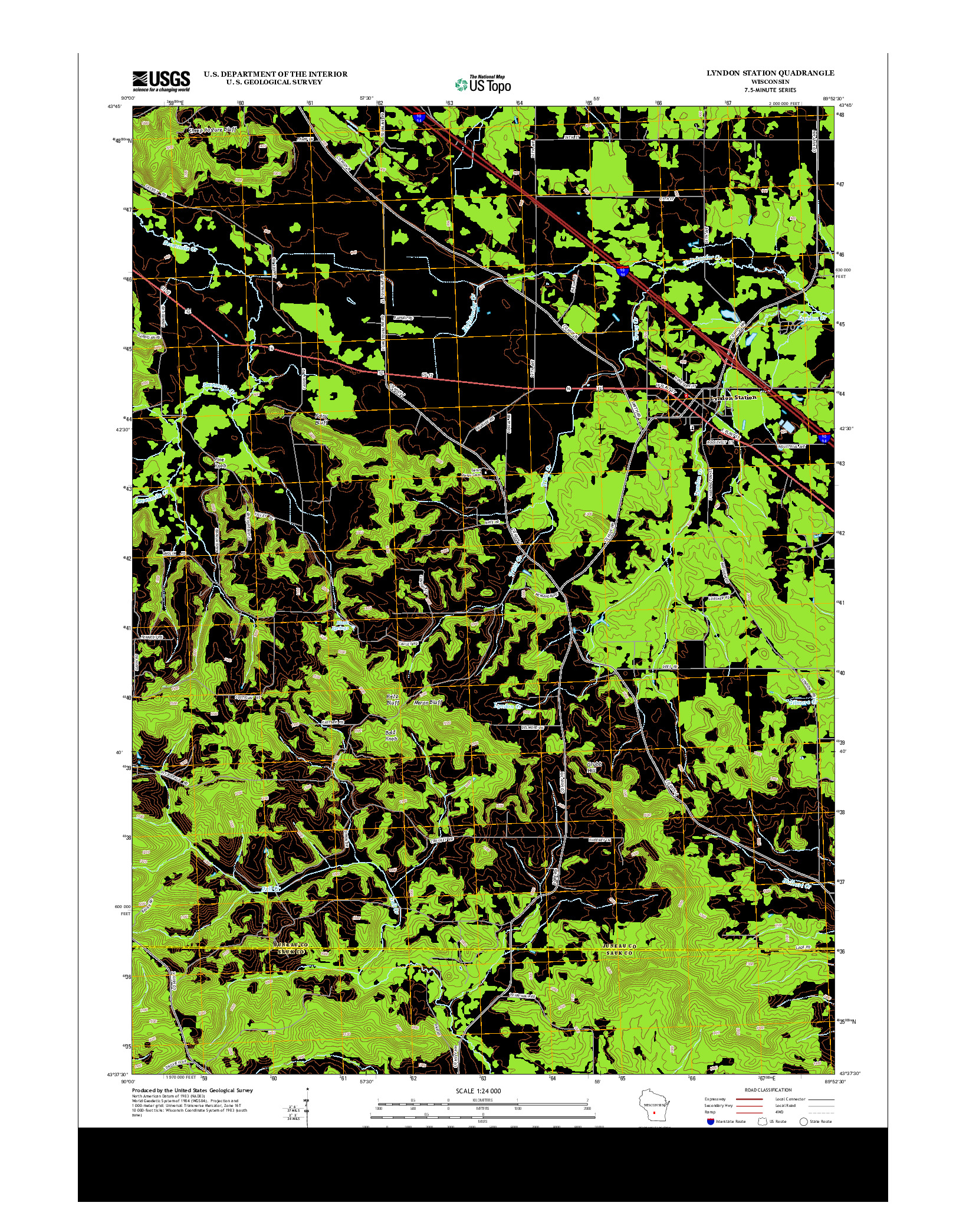 USGS US TOPO 7.5-MINUTE MAP FOR LYNDON STATION, WI 2013