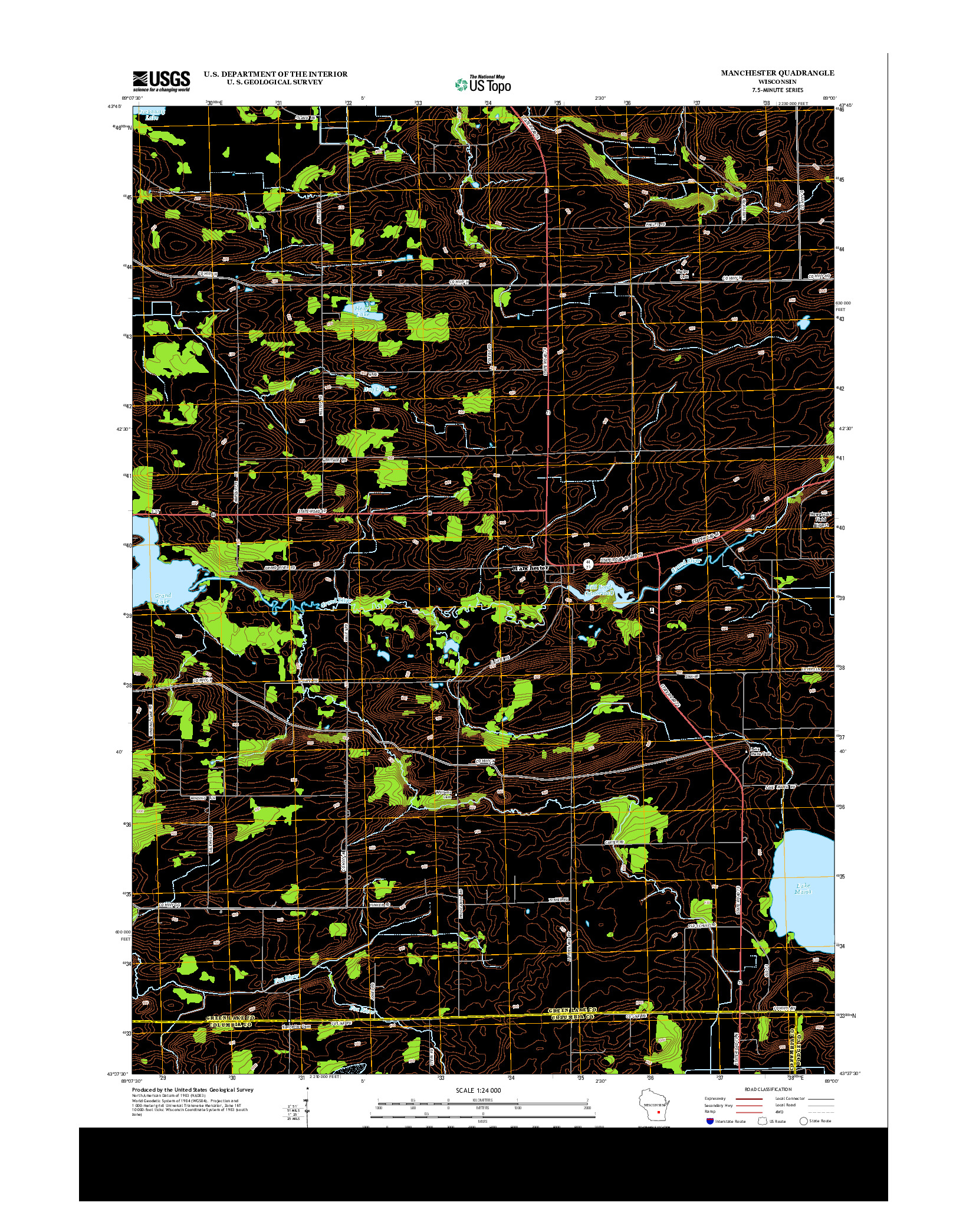 USGS US TOPO 7.5-MINUTE MAP FOR MANCHESTER, WI 2013