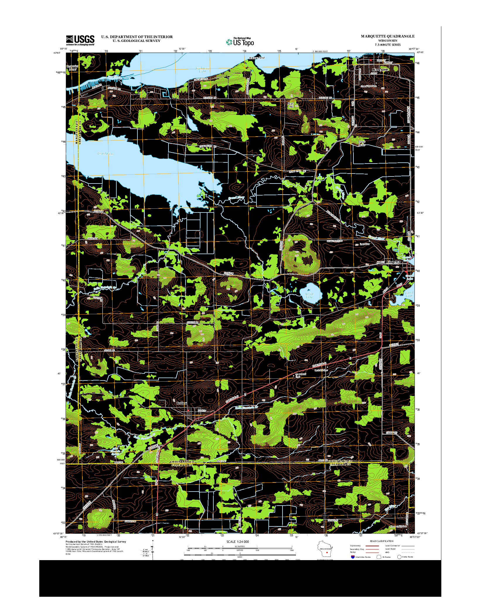USGS US TOPO 7.5-MINUTE MAP FOR MARQUETTE, WI 2013