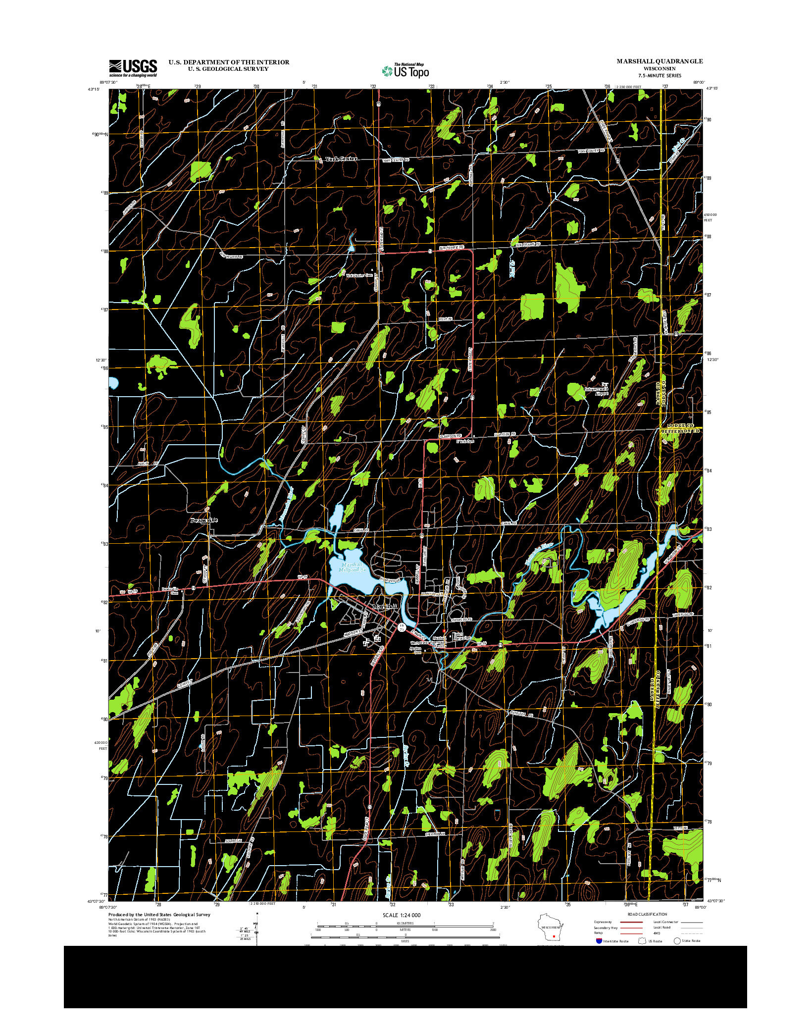USGS US TOPO 7.5-MINUTE MAP FOR MARSHALL, WI 2013