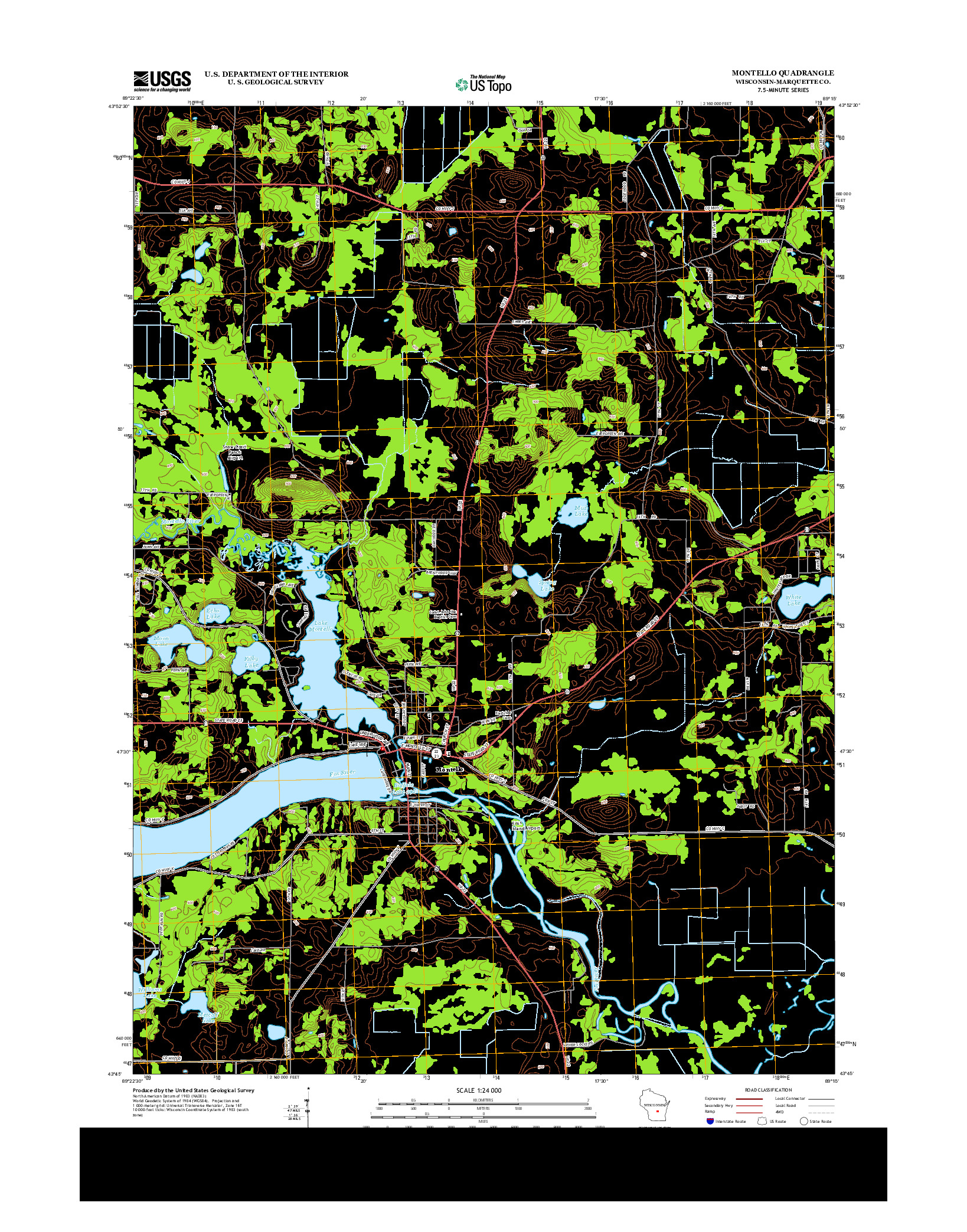 USGS US TOPO 7.5-MINUTE MAP FOR MONTELLO, WI 2013