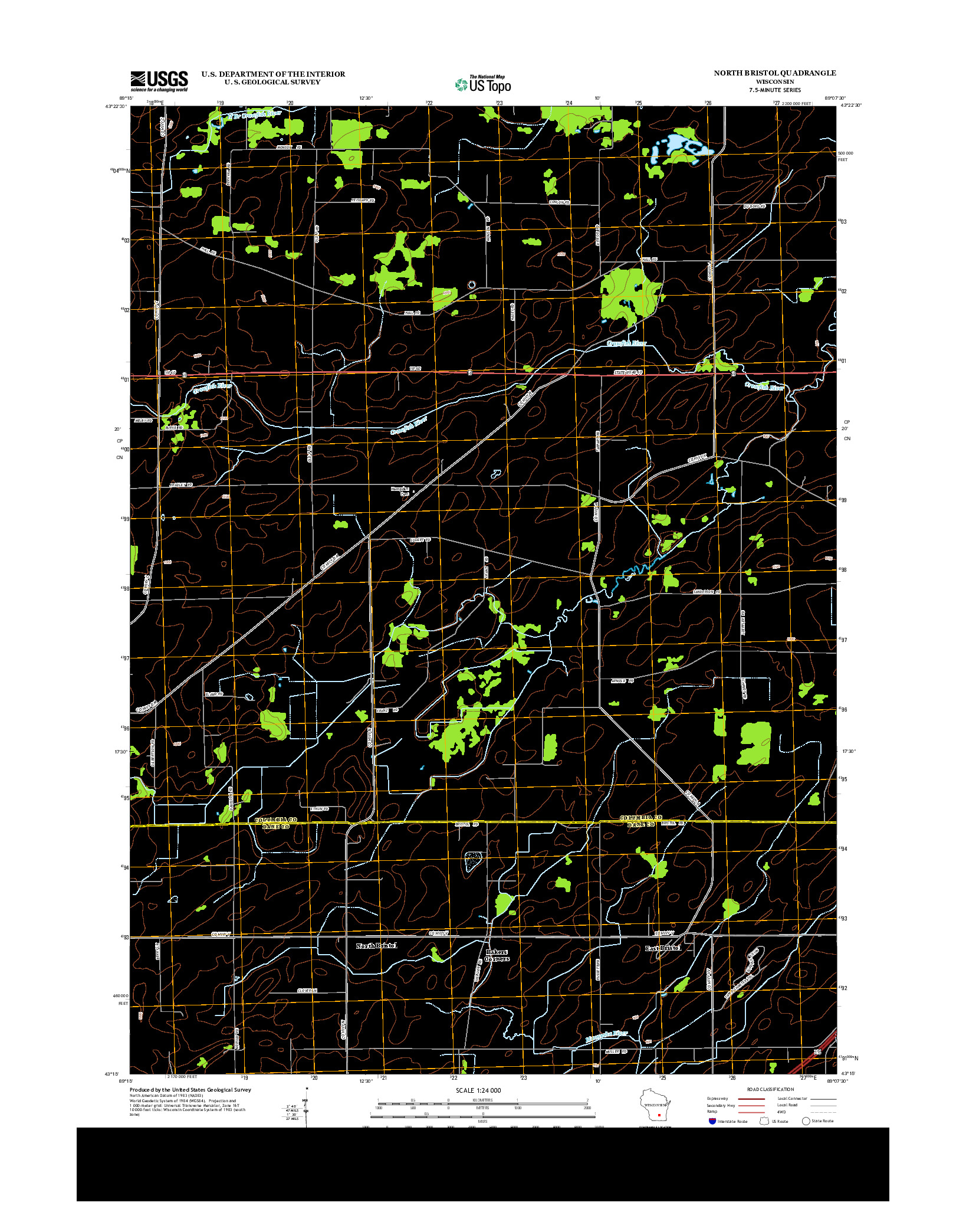 USGS US TOPO 7.5-MINUTE MAP FOR NORTH BRISTOL, WI 2013