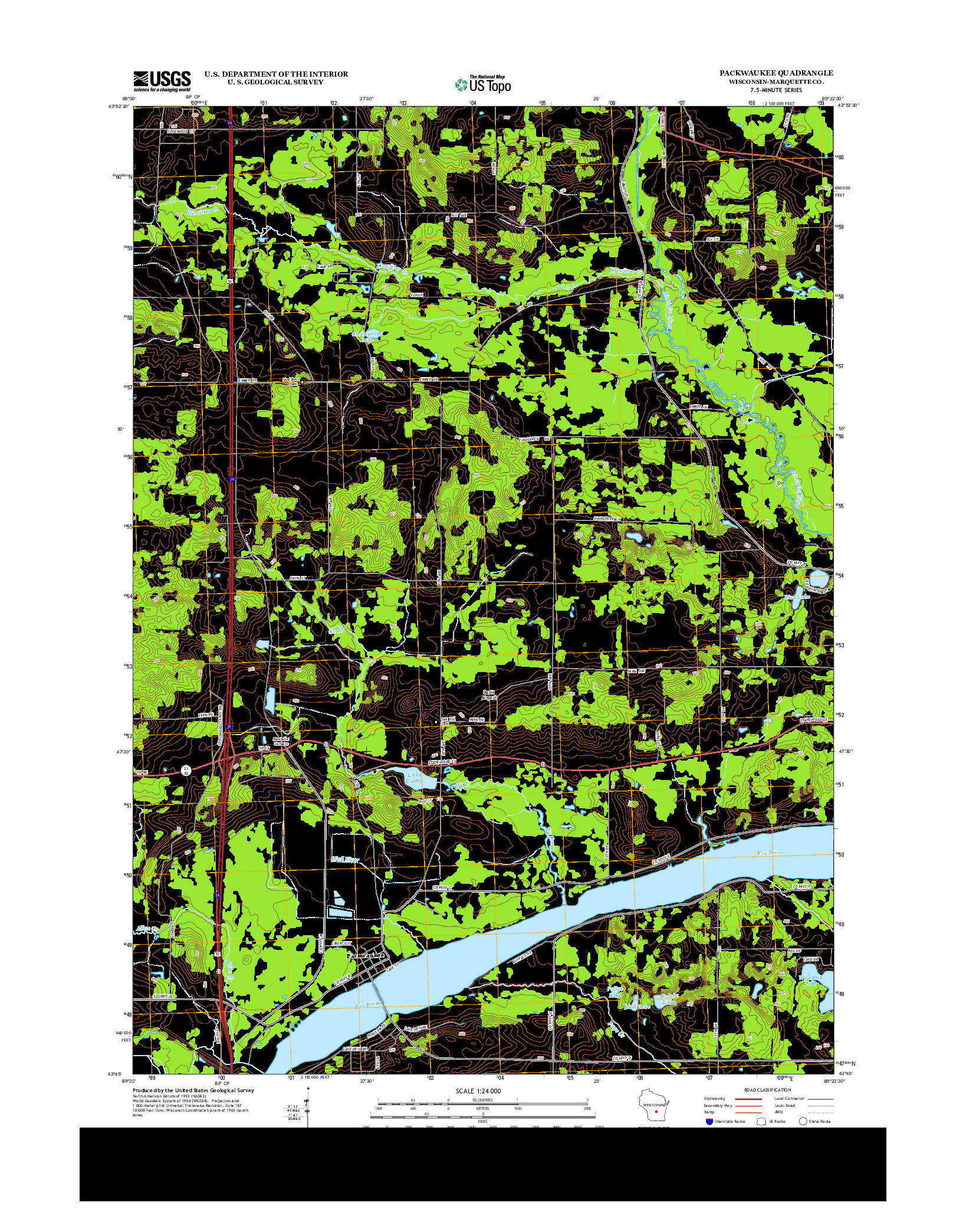 USGS US TOPO 7.5-MINUTE MAP FOR PACKWAUKEE, WI 2013