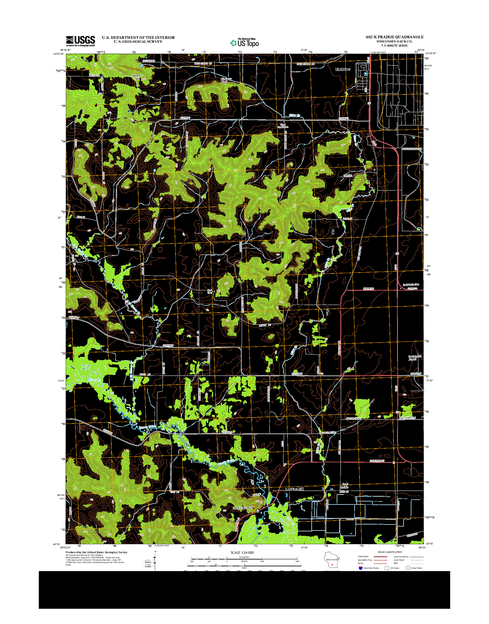 USGS US TOPO 7.5-MINUTE MAP FOR SAUK PRAIRIE, WI 2013