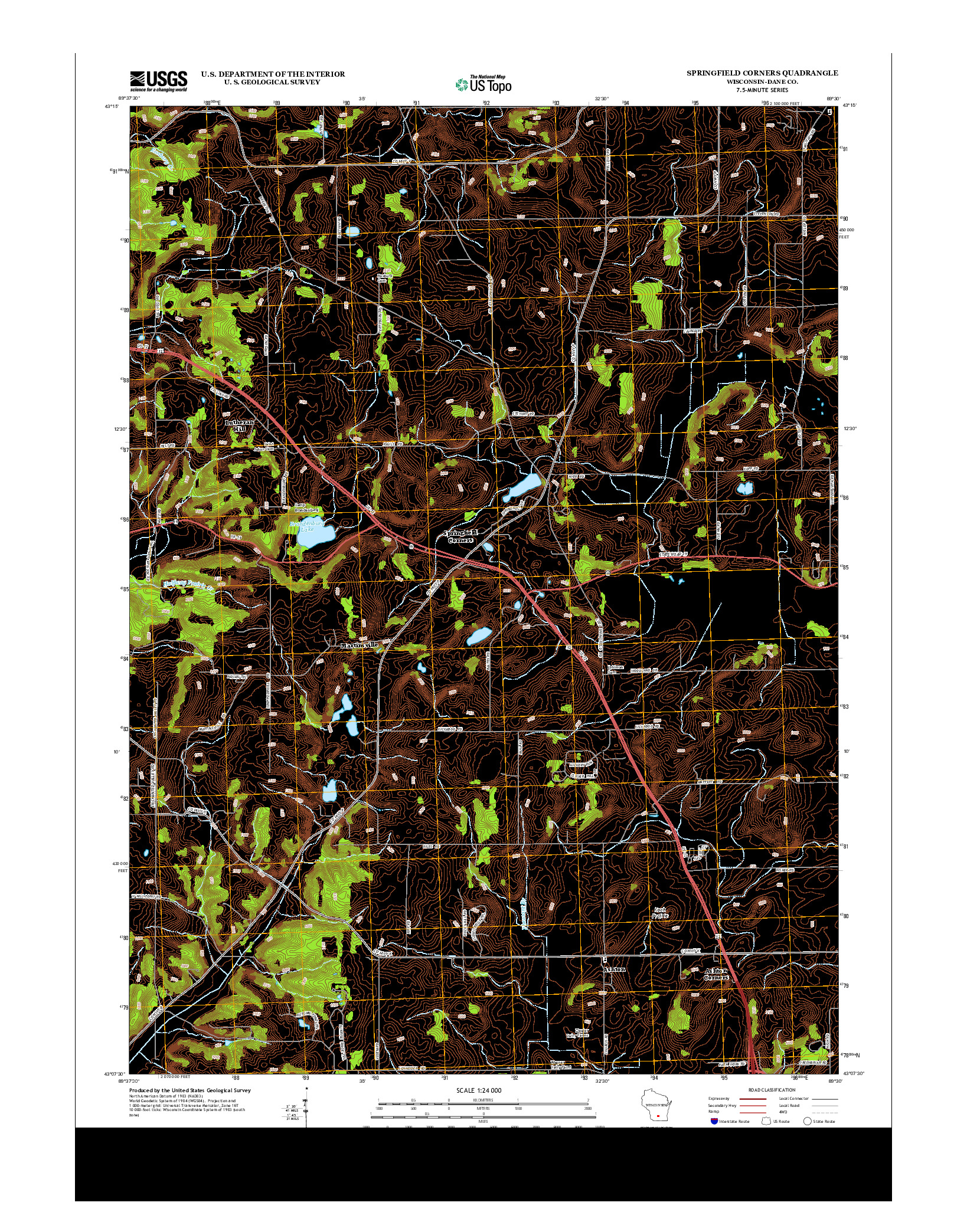 USGS US TOPO 7.5-MINUTE MAP FOR SPRINGFIELD CORNERS, WI 2013