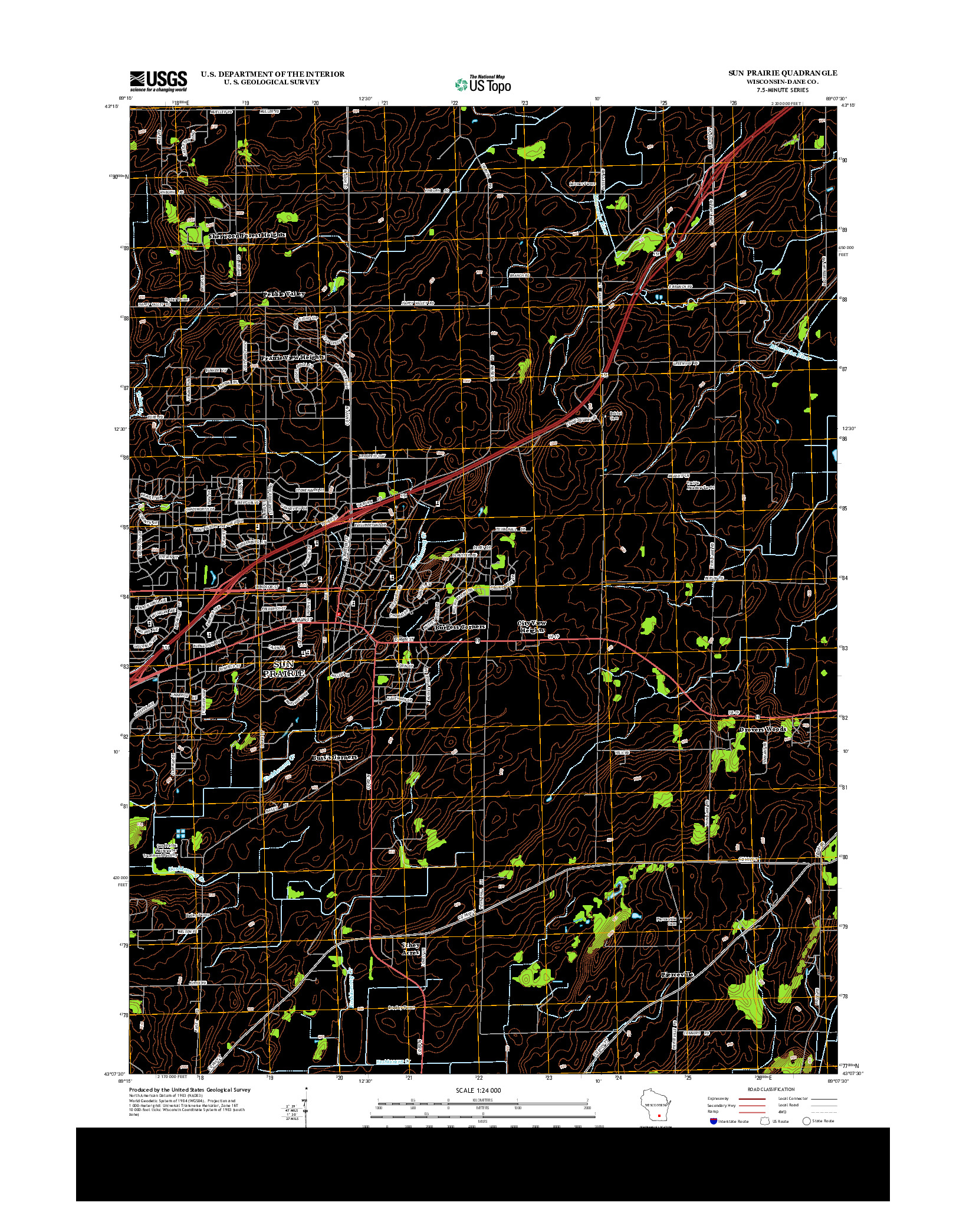 USGS US TOPO 7.5-MINUTE MAP FOR SUN PRAIRIE, WI 2013