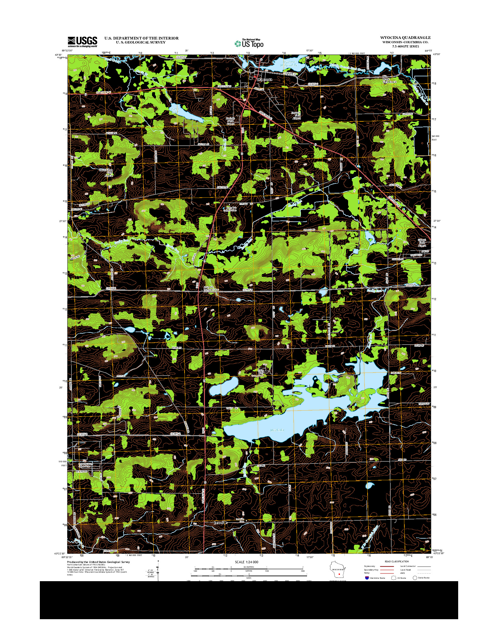 USGS US TOPO 7.5-MINUTE MAP FOR WYOCENA, WI 2013