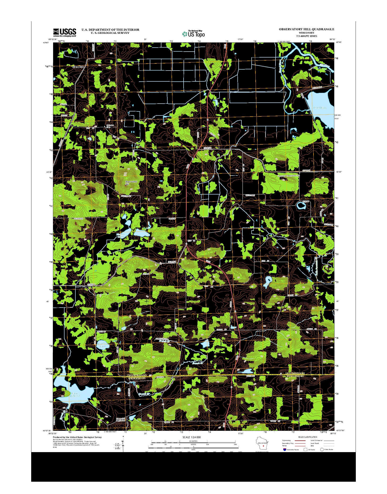 USGS US TOPO 7.5-MINUTE MAP FOR OBSERVATORY HILL, WI 2013