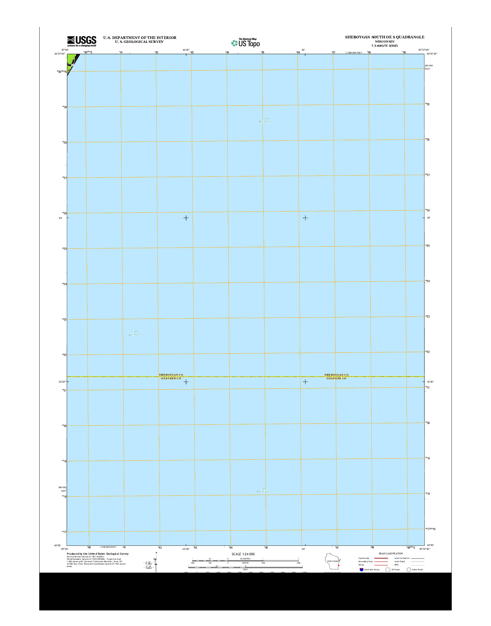 USGS US TOPO 7.5-MINUTE MAP FOR SHEBOYGAN SOUTH OE S, WI 2013