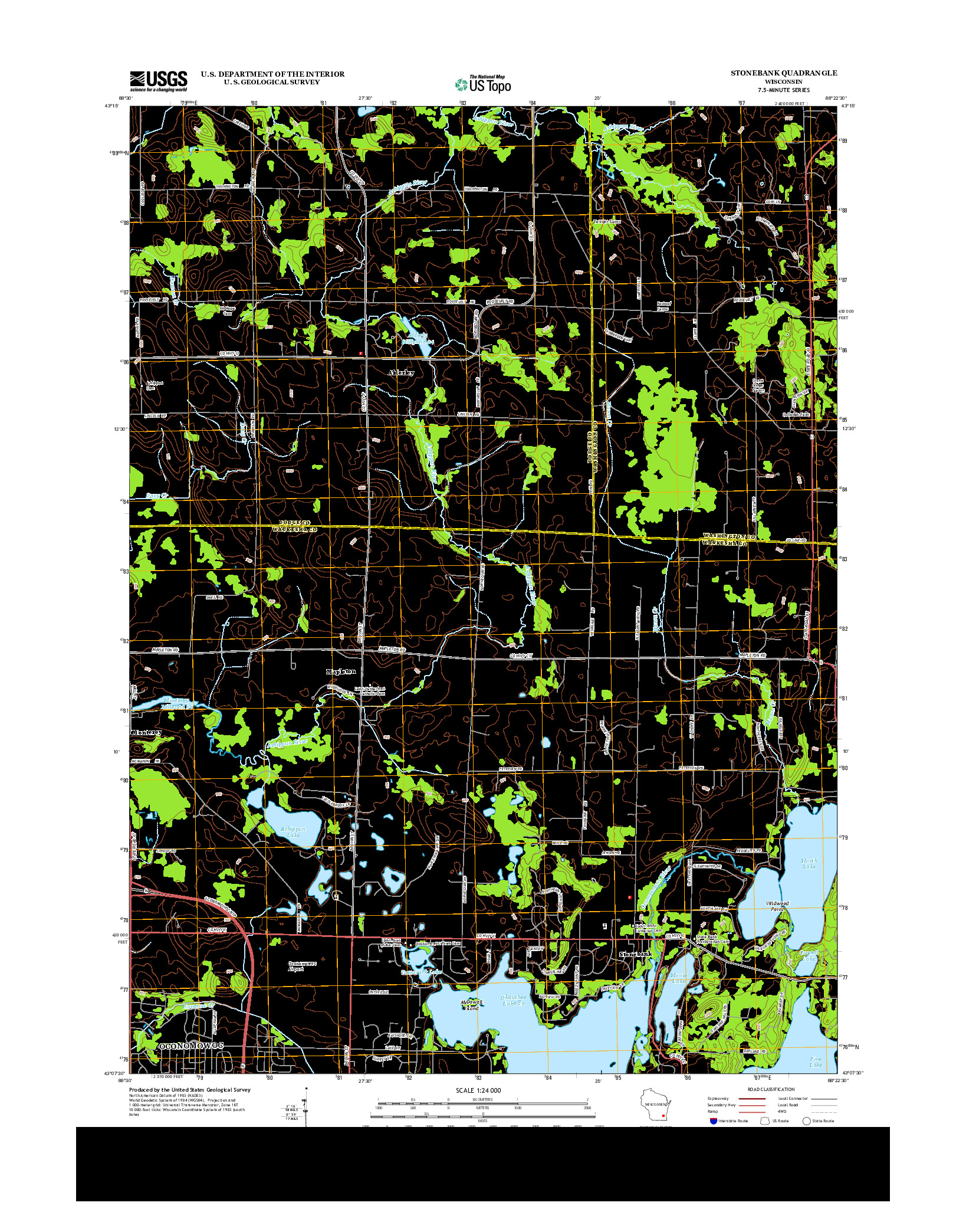 USGS US TOPO 7.5-MINUTE MAP FOR STONEBANK, WI 2013