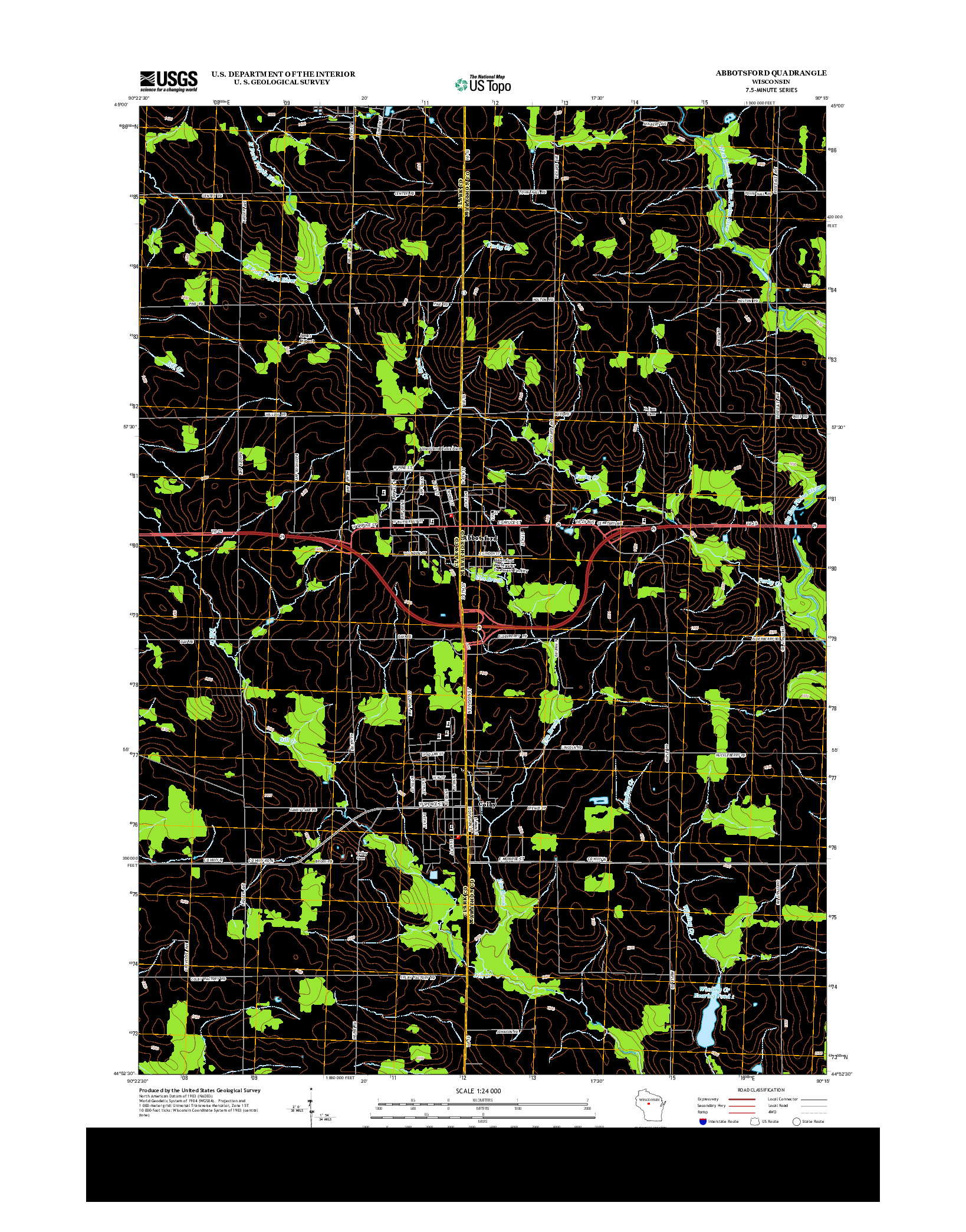 USGS US TOPO 7.5-MINUTE MAP FOR ABBOTSFORD, WI 2013