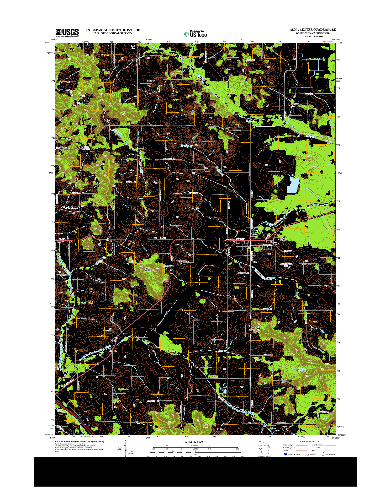 USGS US TOPO 7.5-MINUTE MAP FOR ALMA CENTER, WI 2013