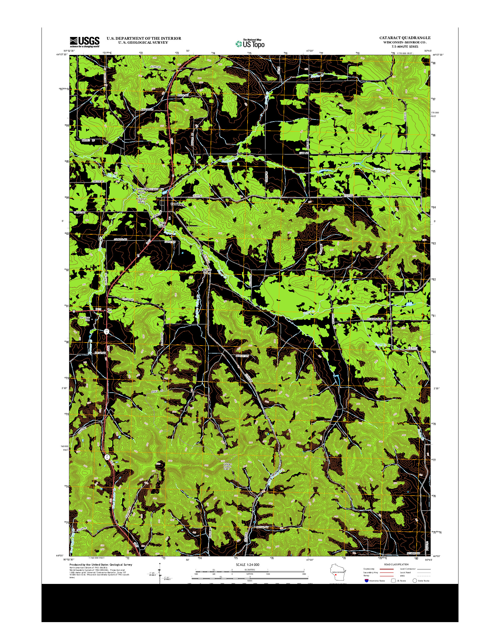 USGS US TOPO 7.5-MINUTE MAP FOR CATARACT, WI 2013