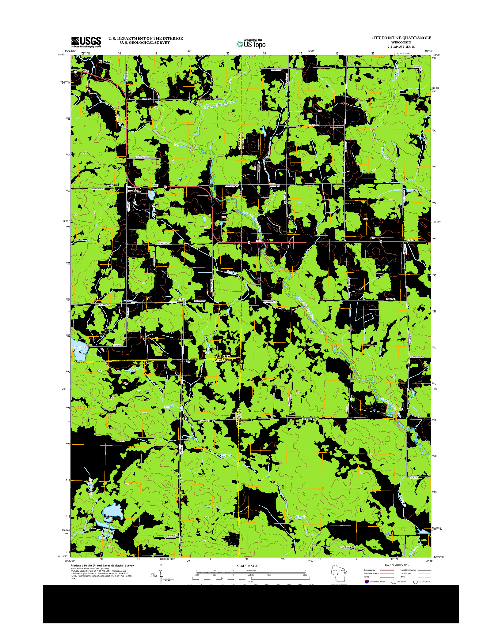 USGS US TOPO 7.5-MINUTE MAP FOR CITY POINT NE, WI 2013