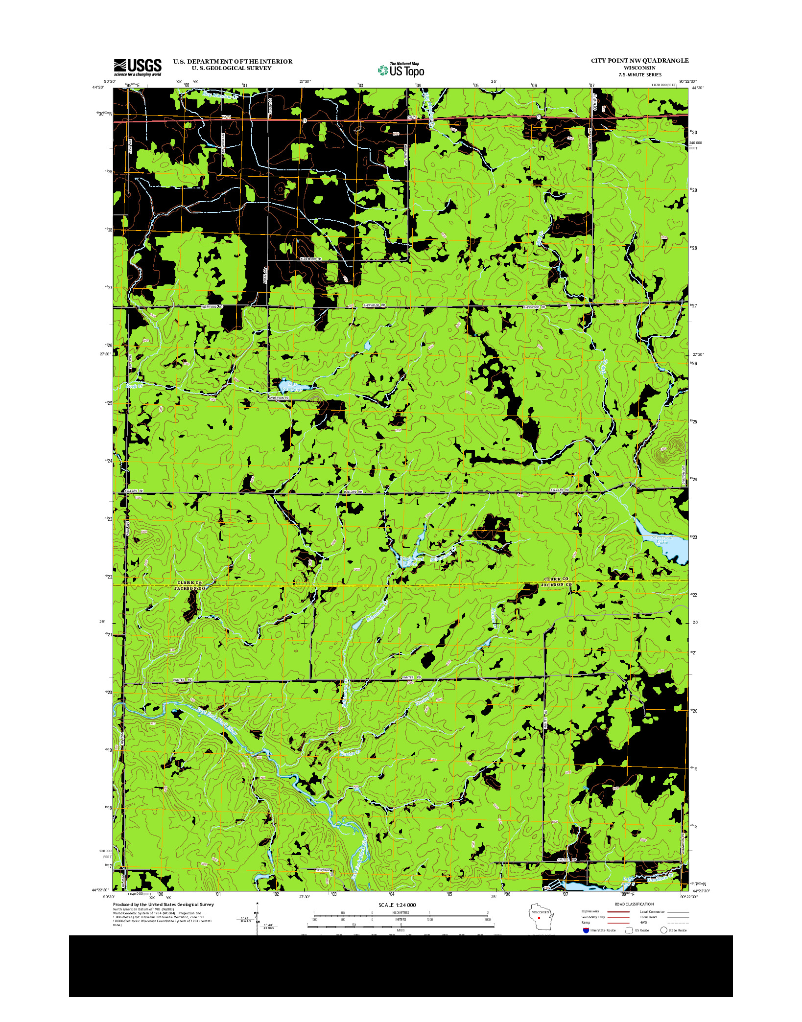 USGS US TOPO 7.5-MINUTE MAP FOR CITY POINT NW, WI 2013