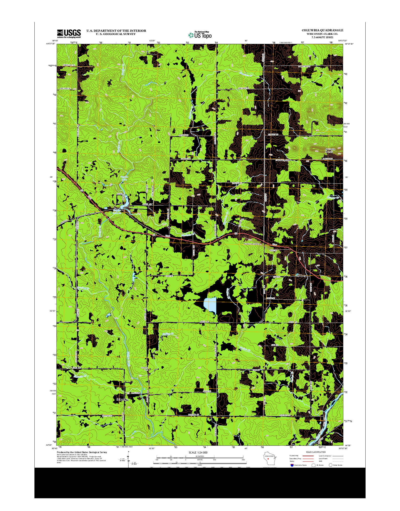 USGS US TOPO 7.5-MINUTE MAP FOR COLUMBIA, WI 2013