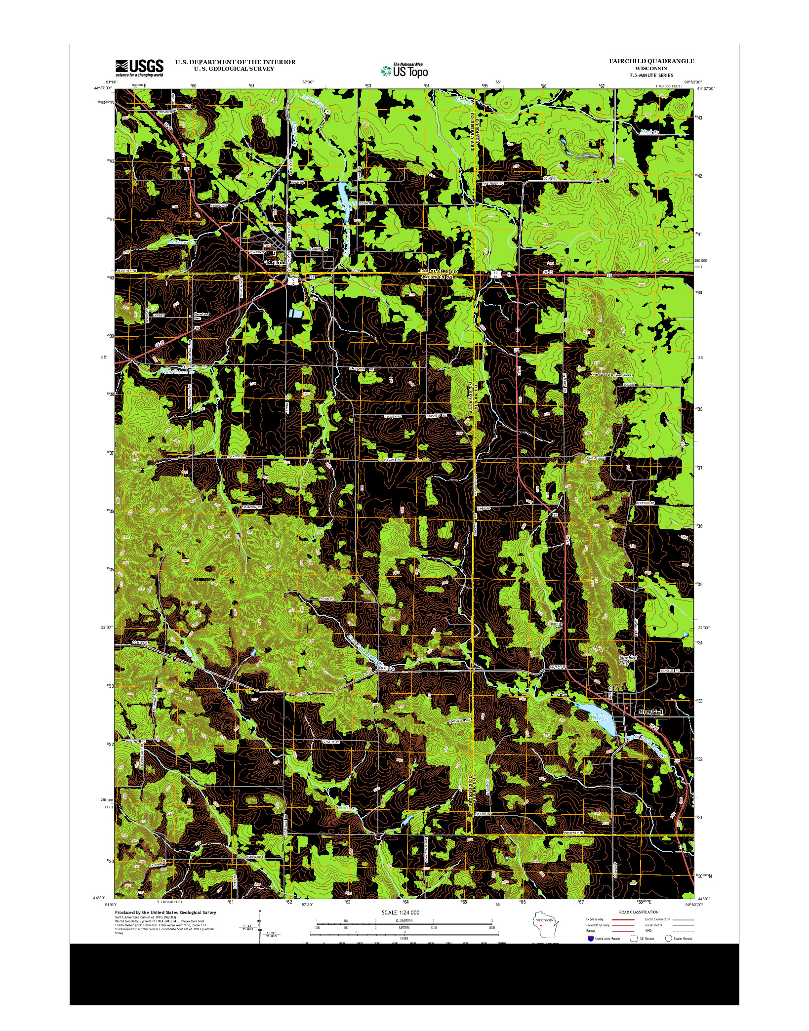 USGS US TOPO 7.5-MINUTE MAP FOR FAIRCHILD, WI 2013