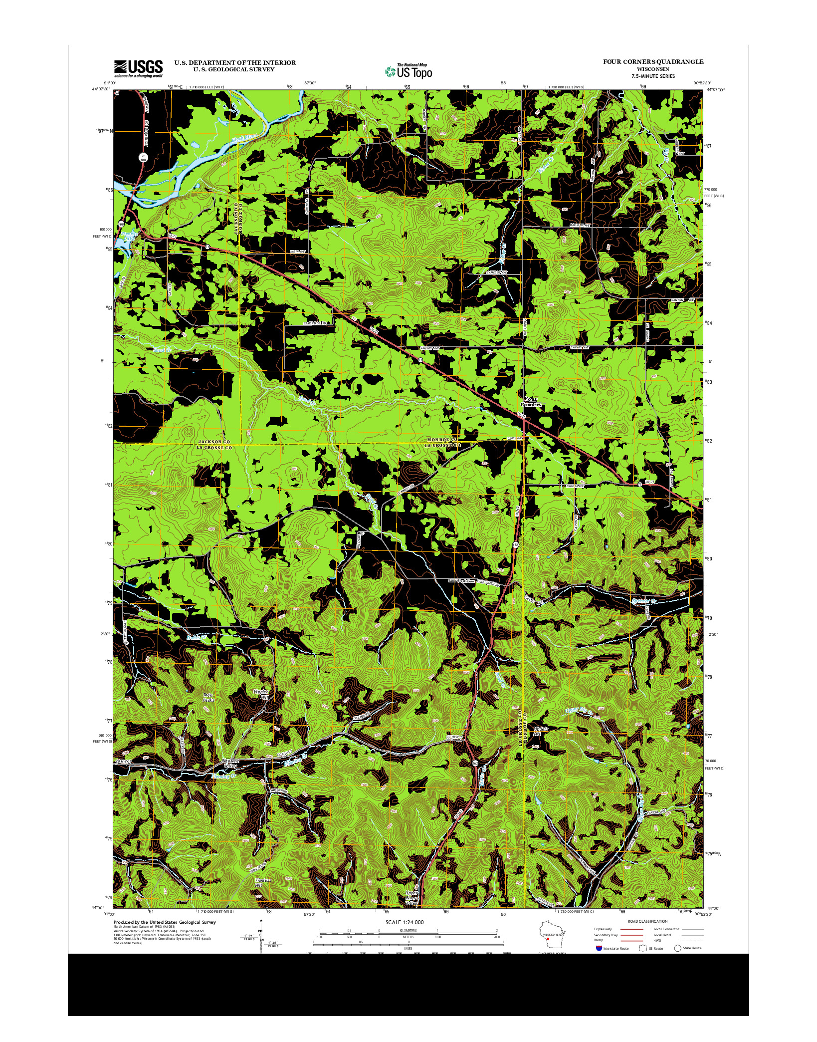 USGS US TOPO 7.5-MINUTE MAP FOR FOUR CORNERS, WI 2013